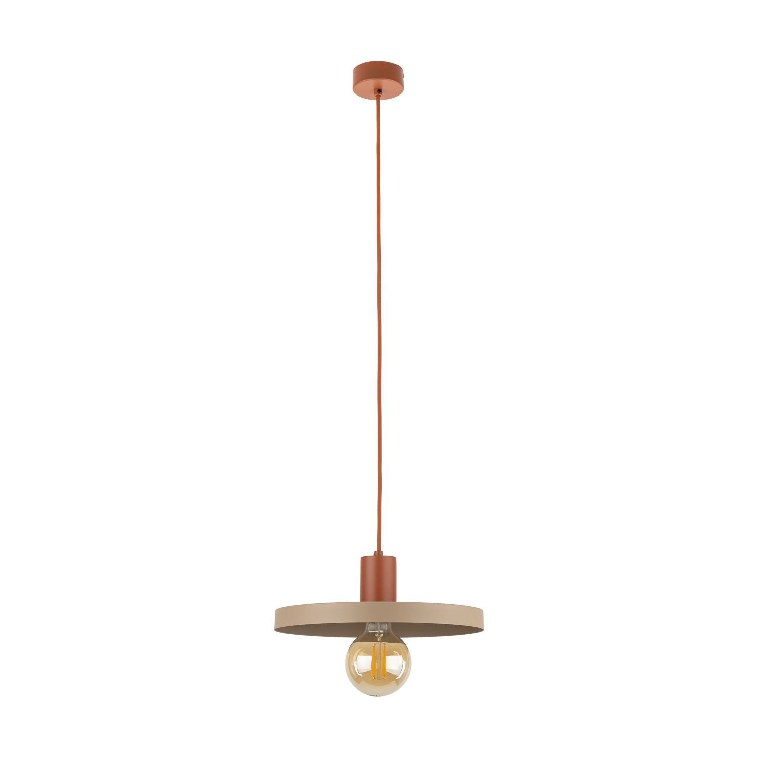 Licht-Erlebnisse Pendelleuchte SALALI, ohne Leuchtmittel, Metall E27 Ø 30 cm H: max. 145 cm Ziegelrot Sandgrau rund