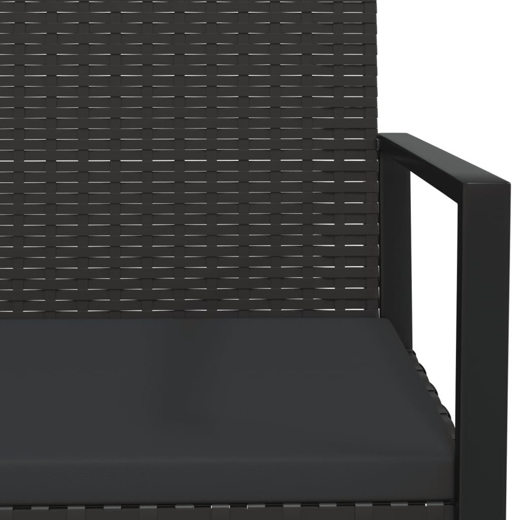 Loungesofa 3 vidaXL Teile Kissen Rattan, Schwarz mit Garten-Lounge-Set 3-tlg. Poly