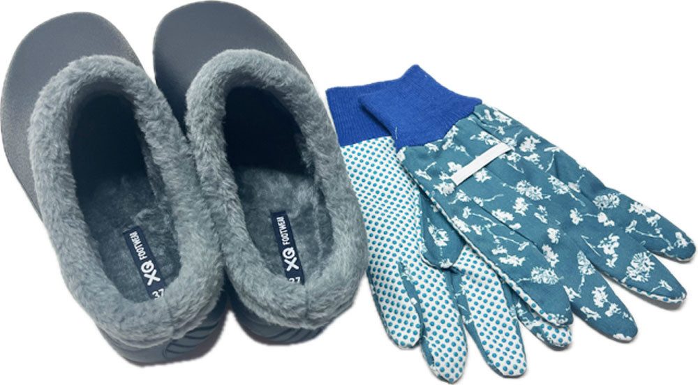 Steinnacher Bärbel Damen Gartenclogs navy gefüttert mit Gartenhandschuhen Clog