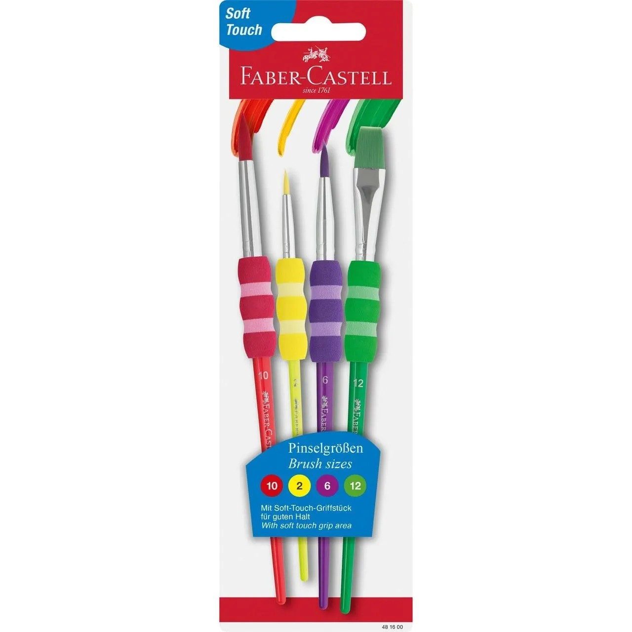 Faber-Castell Malpinsel Pinsel 4er Set mit Pinsel mit Soft-touch-Griffstück