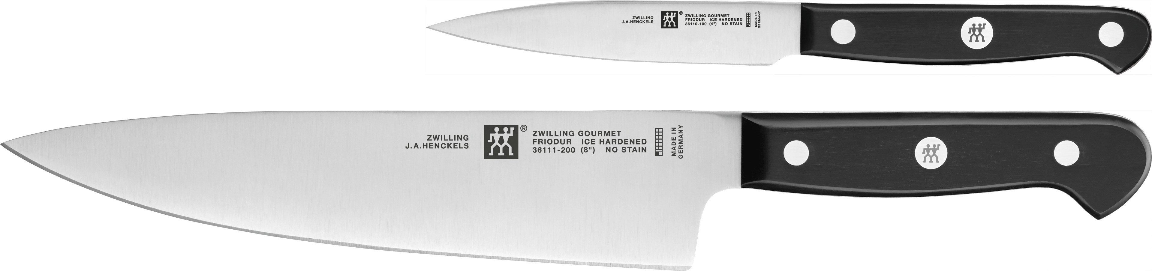Zwilling Messer-Set Gourmet (Set, 2-tlg., 1 Spick & Garniermesser 10 cm, 1 Kochmesser 20 cm), Made in Germany, FRIODUR eisgehärtete Klingen, Sonderschmelze