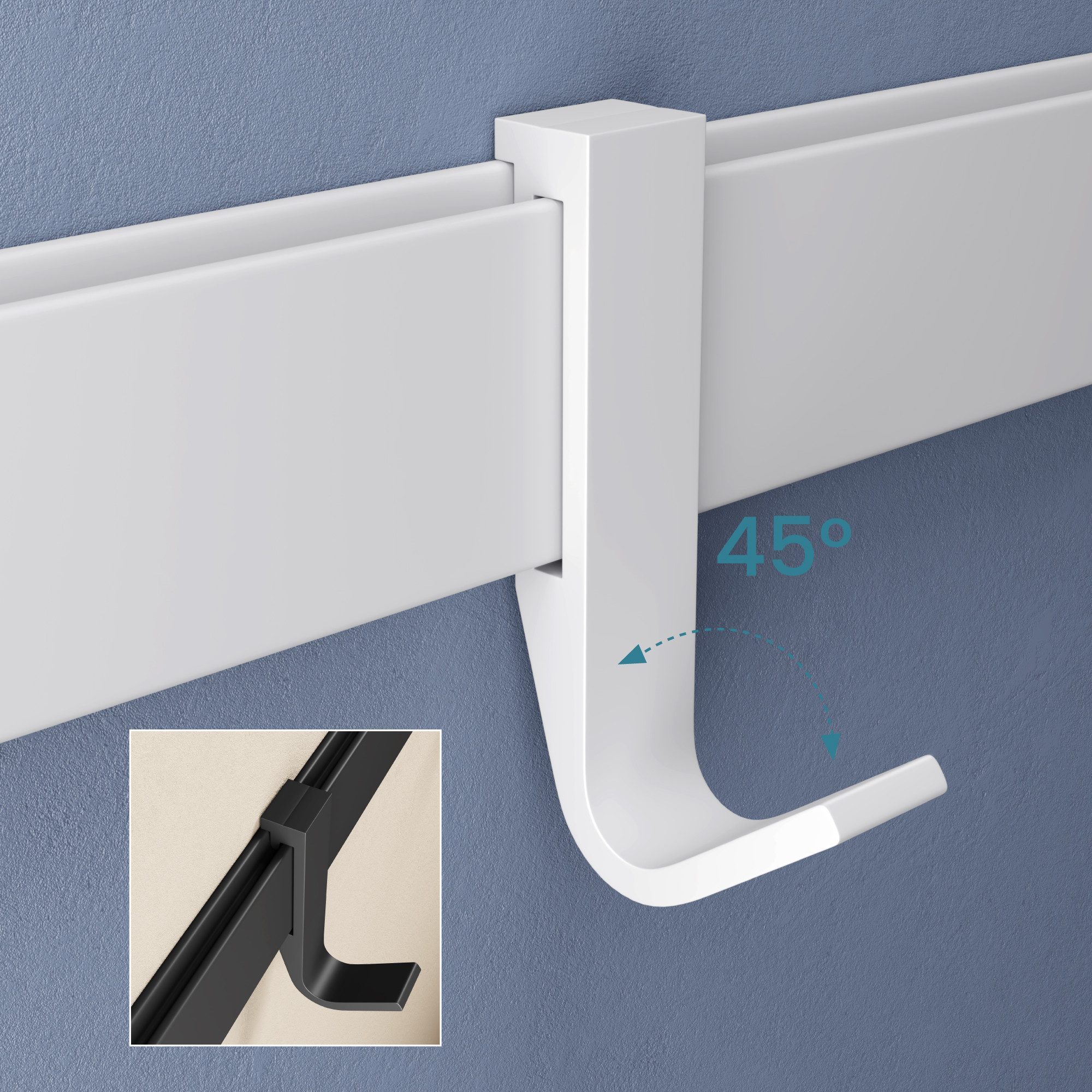 doporro Garderobenleiste Kleiderhaken 4/6/8 Verschiebbare Alu-Wandhaken selbstklebend Stalo-12 (6 St), 4 Verschiebbare Wandhaken aus Alu – Bild 3 von 5