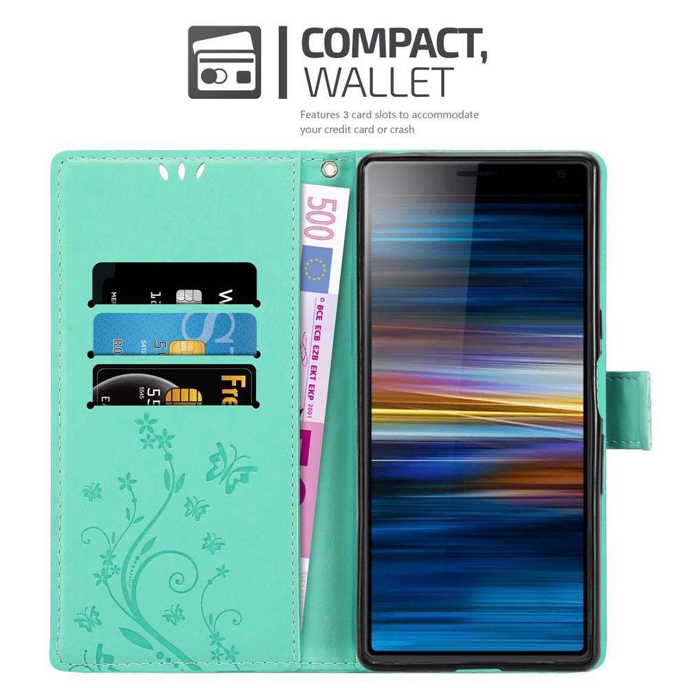 Cadorabo Handyhülle für Sony Xperia 10 / Xperia XA3 Hülle Sony Xperia 10 / Xperia XA3, Hülle Schutzhülle Blumen Flower mit Standfunktion Kartenfach Magnet