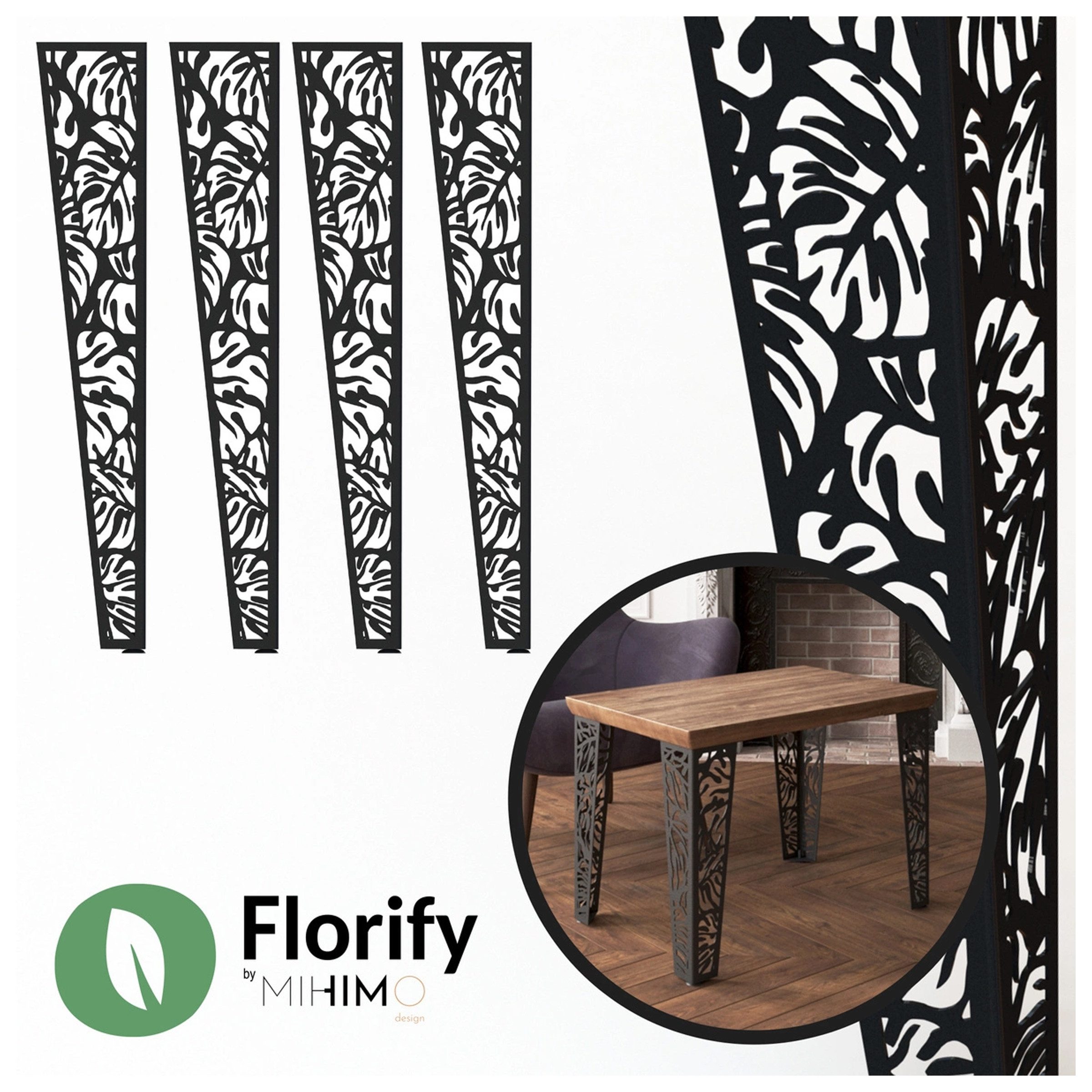 Bandloo Tischbein Florify Set 4x Tischbeine Metall 72cm Pulverbeschichtet Schwarz