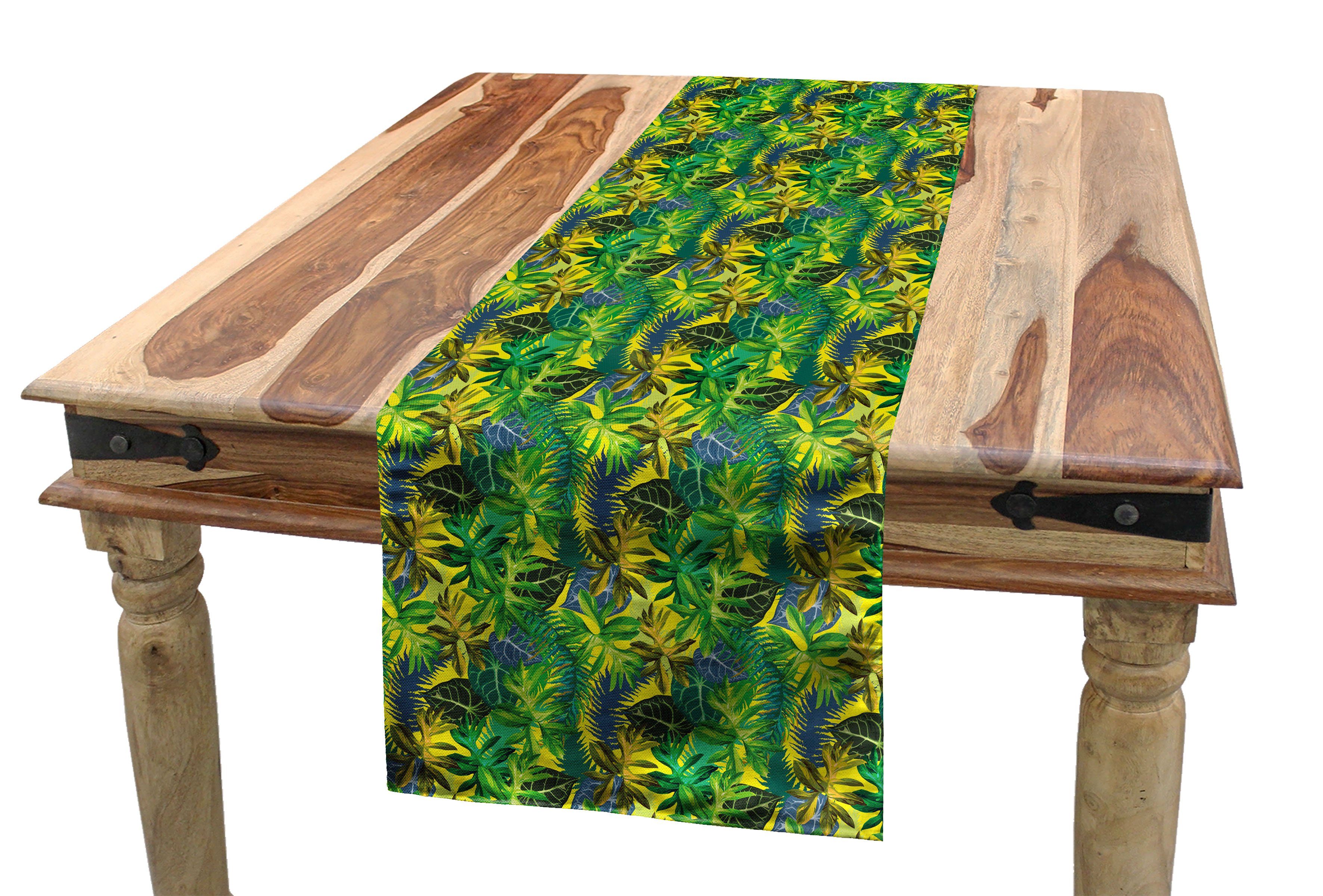 Abakuhaus Tischläufer Esszimmer Küche Rechteckiger Dekorativer Tischläufer, Pflanze Exotische Blätter Aquarell