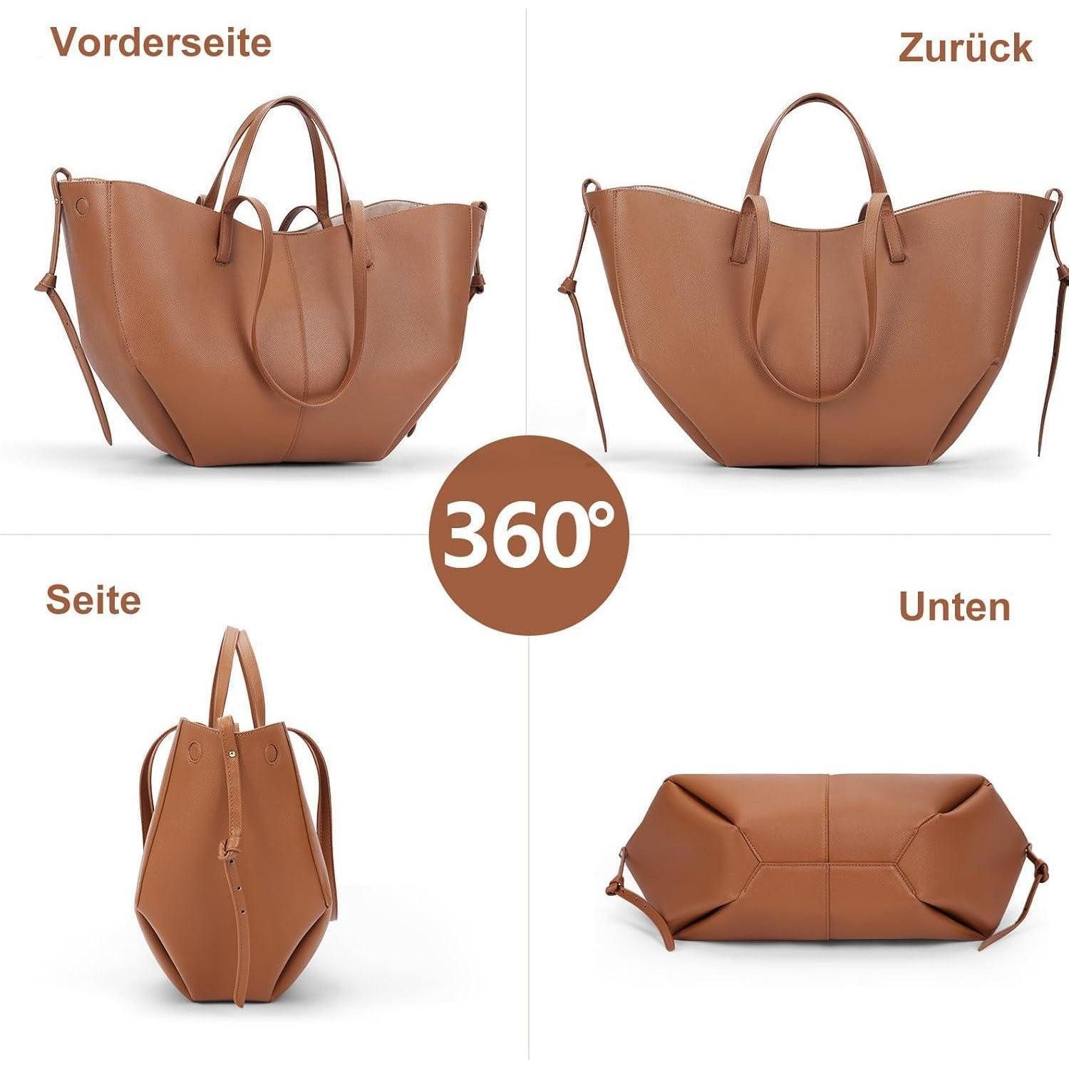 LuxusKollektion Schultertasche Tote Bag Kunstleder Damen Groß Elegante Schultertasche Braun