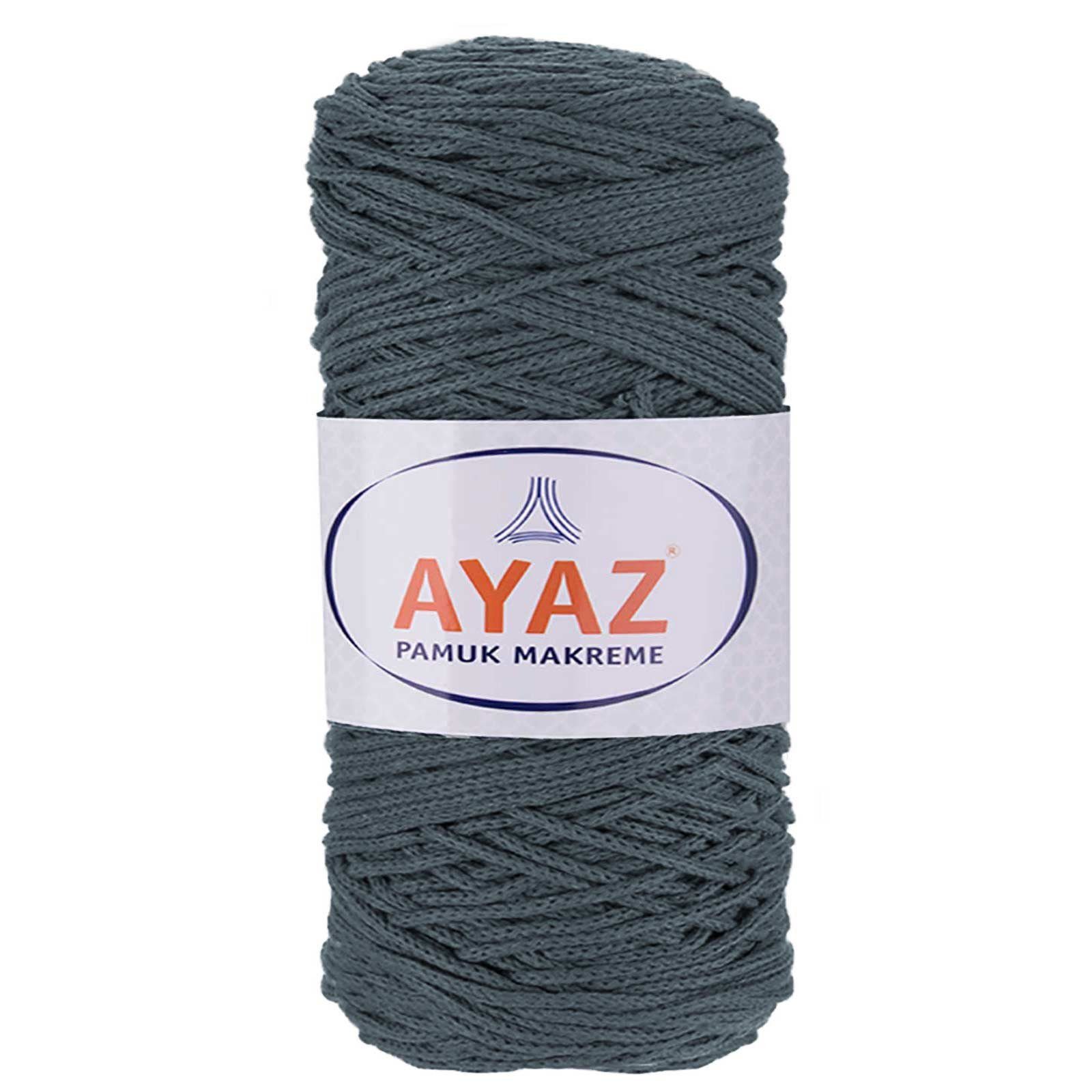 AYAZ 4 x 250g Strickgarn Pamuk Makrame Häkelwolle, 1130 grau meliert
