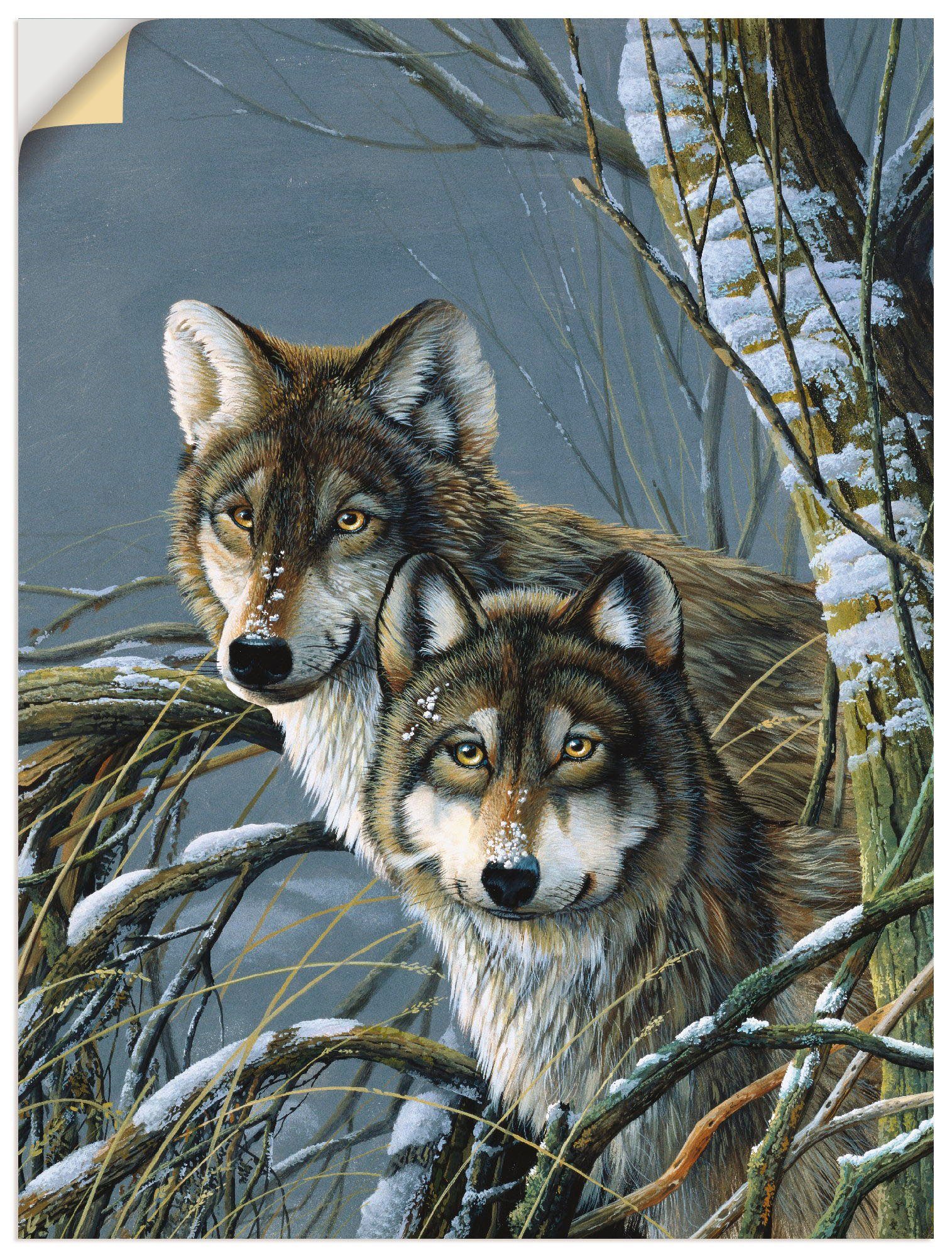 Artland Wildtiere Wandaufkleber versch. Wölfe, St), Poster Wandbild Größen als in Leinwandbild, (1 Zwei oder
