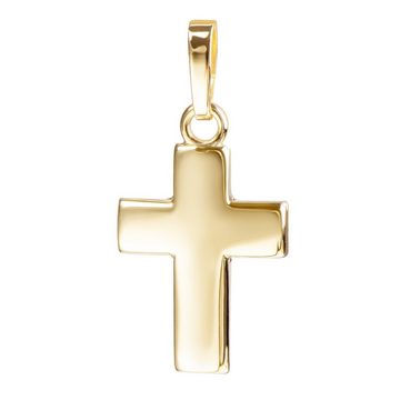 JEVELION Kreuzkette kleiner Kreuzanhänger 750 Gold - Made in Germany (Goldkreuz, für Damen und Kinder), Mit Kette vergoldet- Länge wählbar 36 - 70 cm oder ohne Kette.