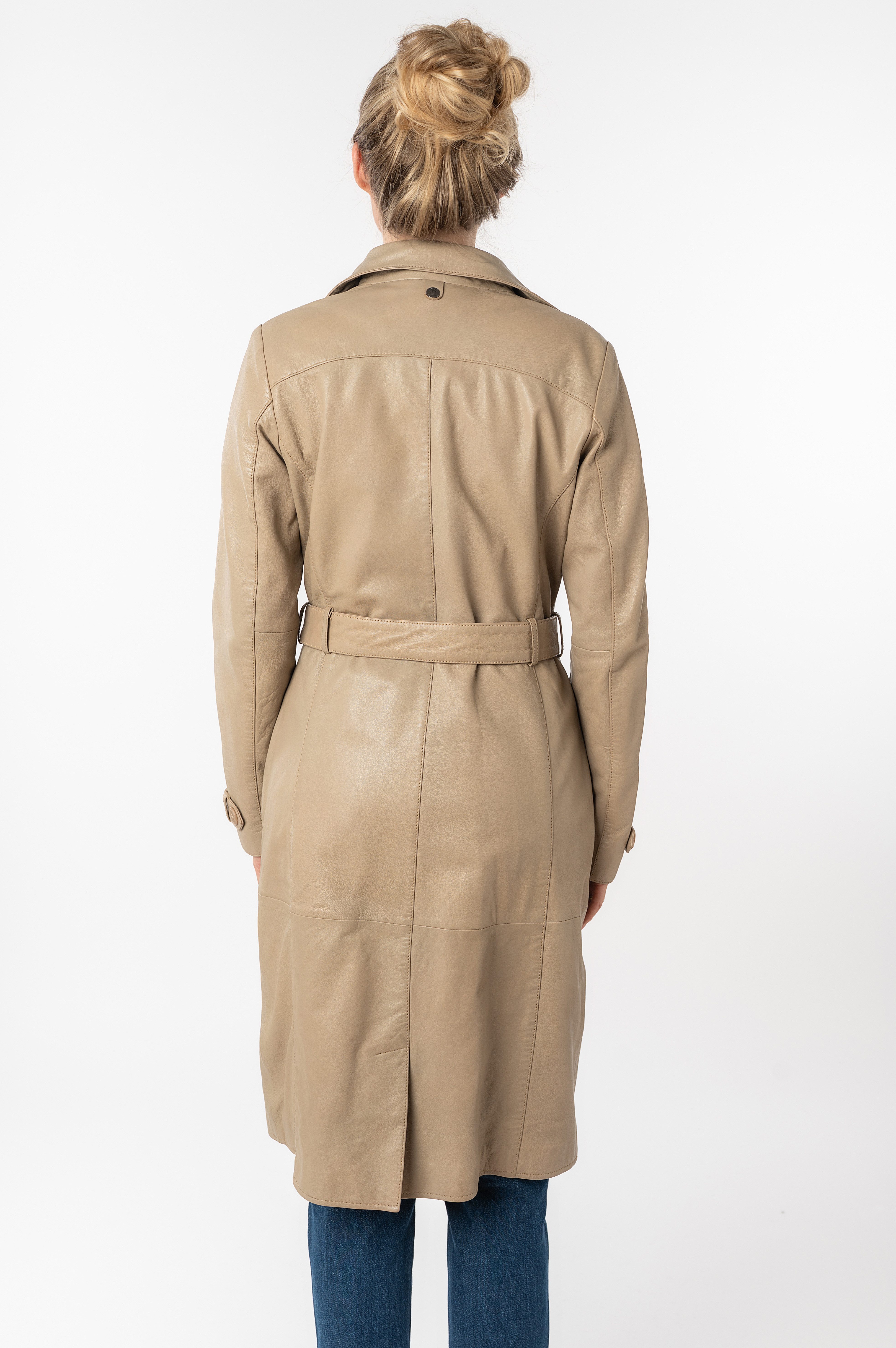 Mauritius Ledermantel GWTaruh OT (2-tlg) femininer Leder-Trenchcoat mit Bindegürtel