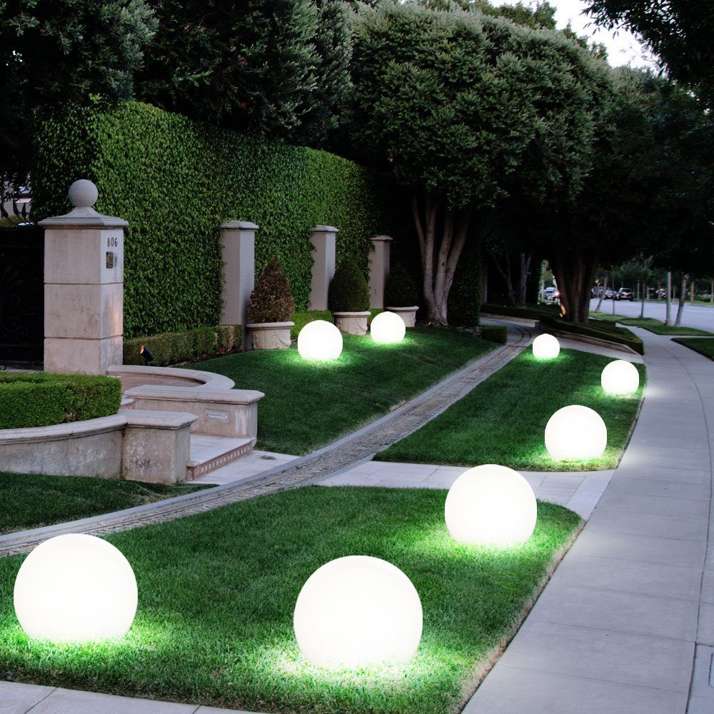 etc-shop LED Gartenleuchte, LED-Leuchtmittel Leuchte LED verbaut, Solar Aussenleuchte fest Solar Erdspieß Gartenlampe Kugel Licht