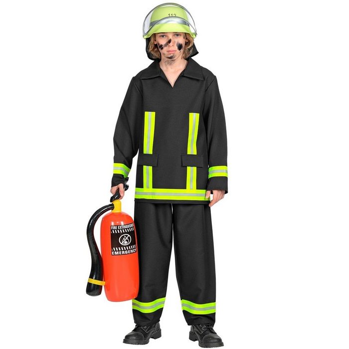 Widmann S.r.l. Kostüm Feuerwehrmann Nicolas Kostüm für Jungen - Schwarz Gelb - Tolle Uniform Verkleidung Fireman Fasching Mottoparty Kindergeburtstag