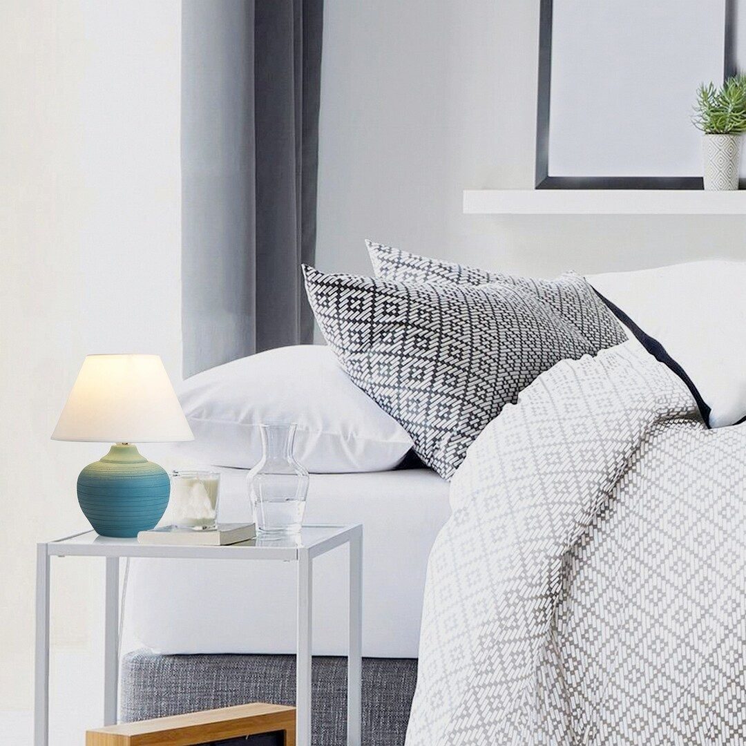 Rabalux LED Leselampe "Molly" Keramik, blau, rund, E14, IP20, ø205mm