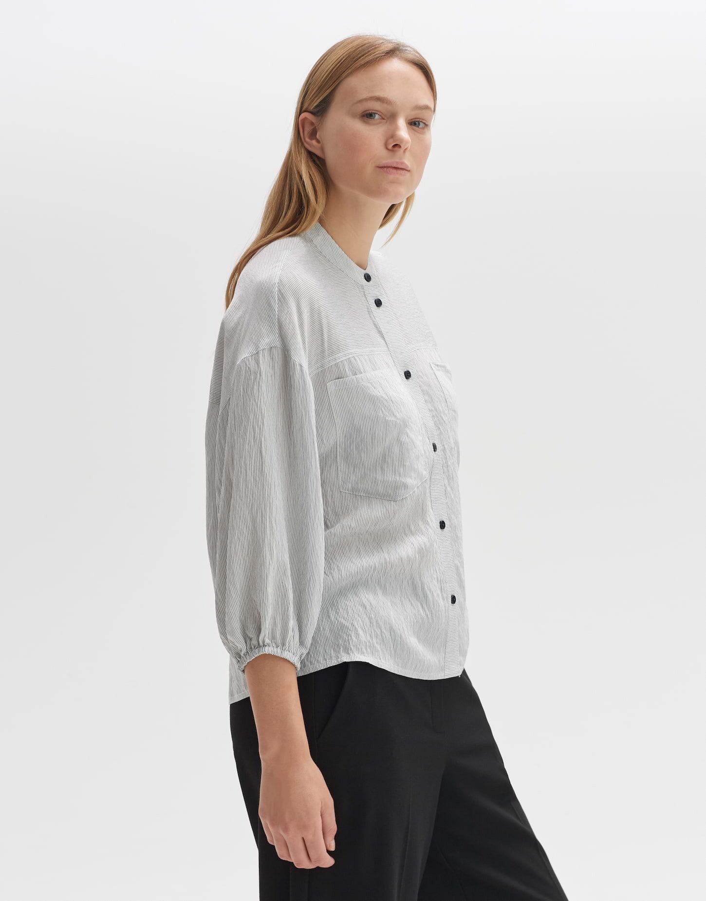 OPUS Kurzarmbluse Bluse FINTRA Loose aus ECOVERO™ Viskose Mix
