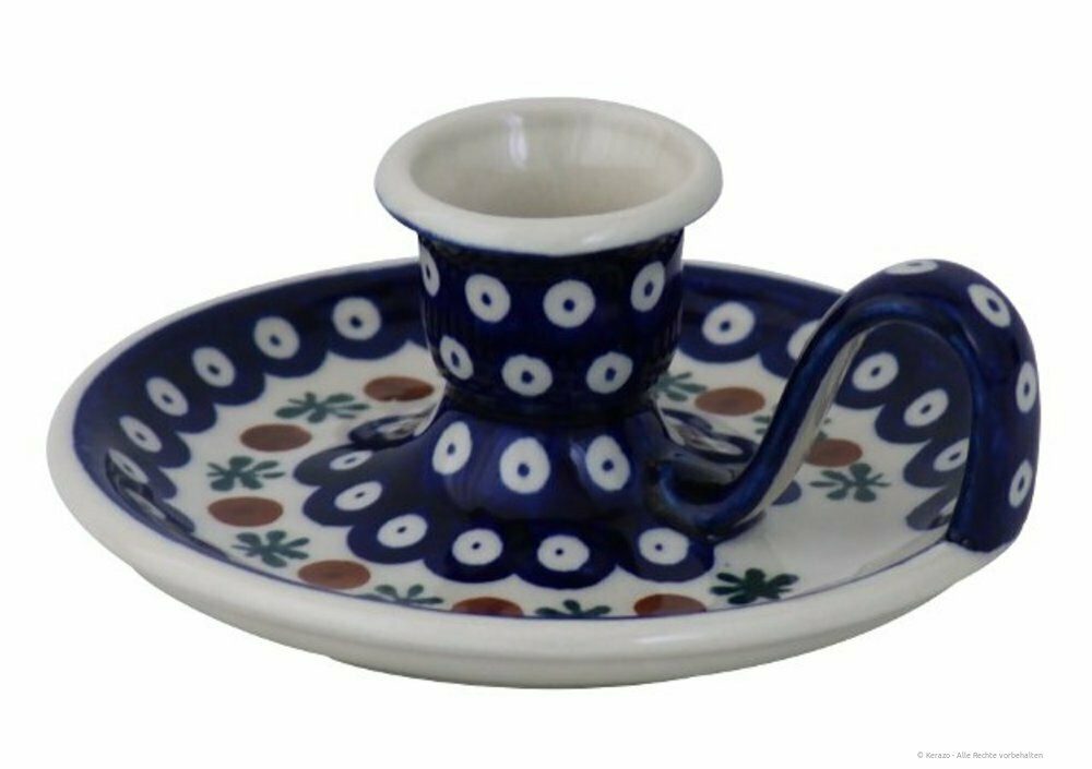 Bunzlauer Keramik Kerzenständer Bunzlauer Keramik retro Chamberstick Kerzenhalter Ø14,5x5,5cm Dekor 41