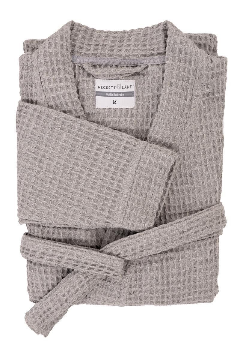 Heckett and Lane Bademantel Bademantel Wafel Lang S Melange grey Bademantel S Melange-Grey Uni, Bademantel Morgenmantel
