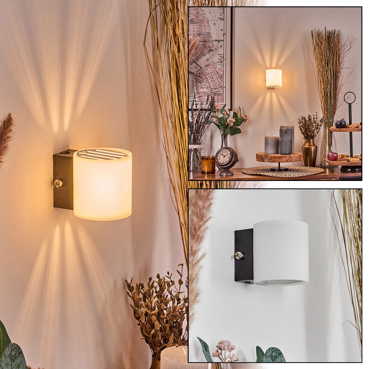 hofstein Wandleuchte Wandlampe aus Metall/Glas in günstig online kaufen