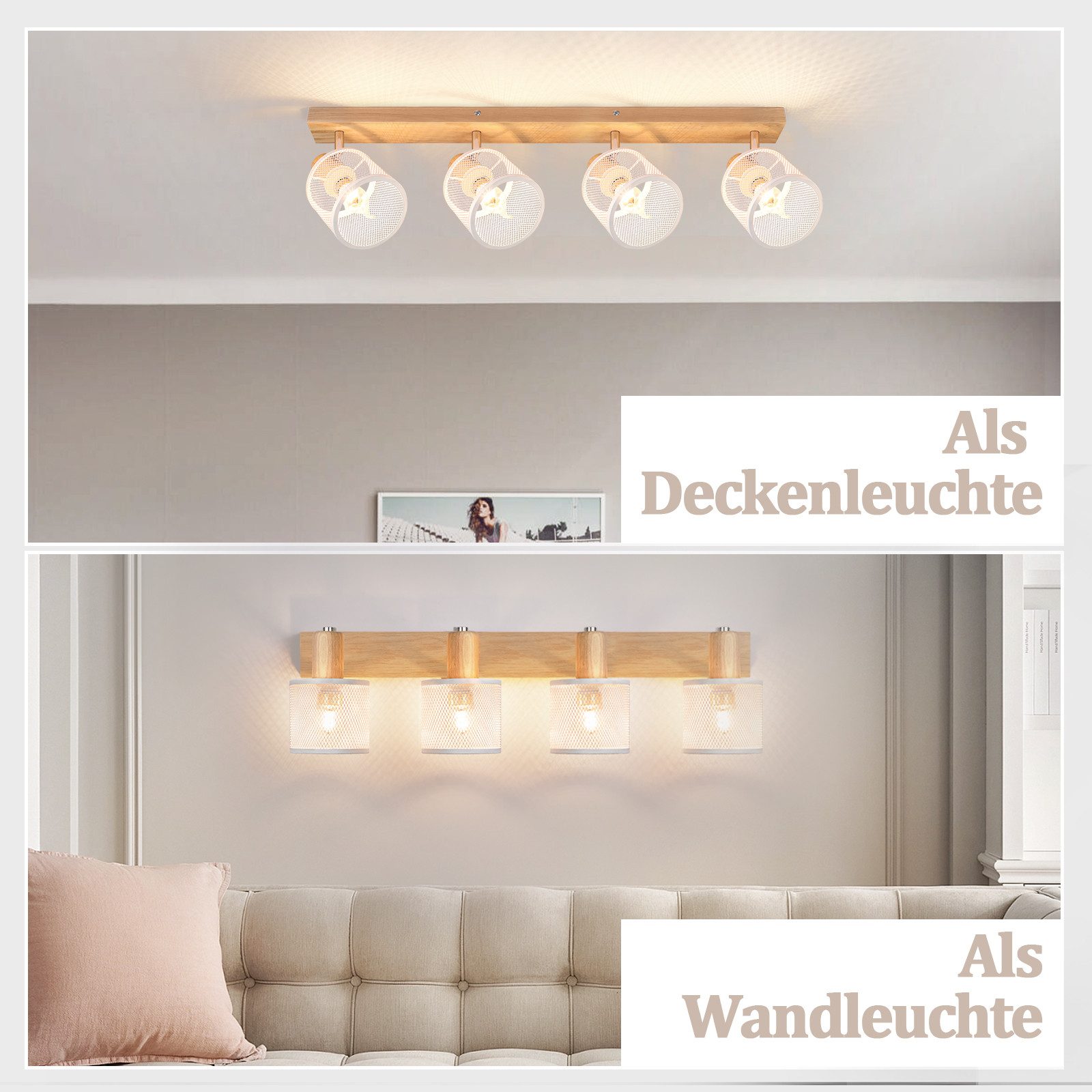ZMH Deckenstrahler 4 Flammig E14 Schwarz/Weiß Modern Wohnzimmerlampe Max.25 günstig online kaufen