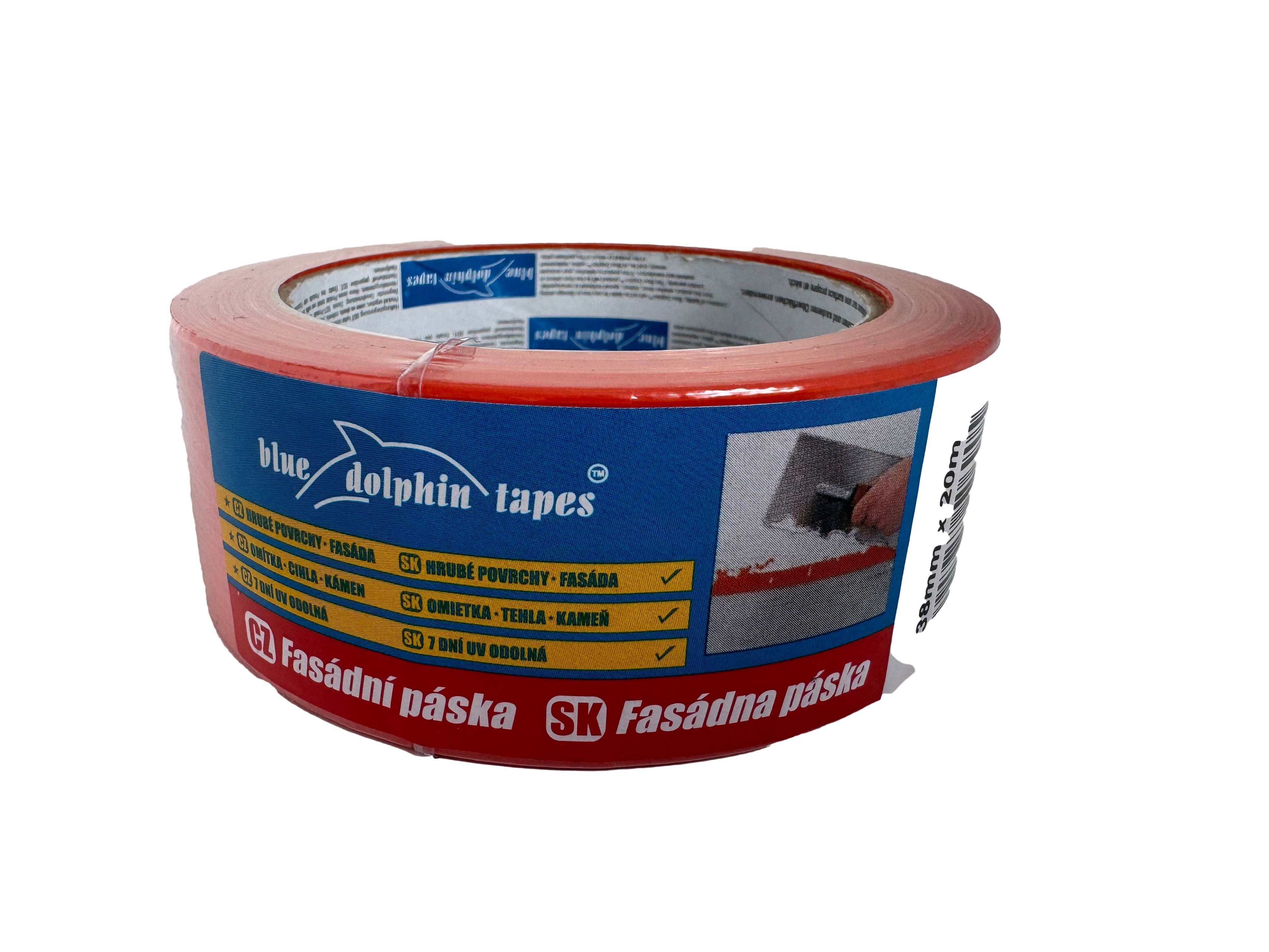 BlueDolphin Kreppband Putzband Abdeckband für raue Oberflächen, UV-beständig, 38 mm x 20 m (1er, 1-St., 1 Putzband) UV-beständig, Rückstandsfrei entfernbar