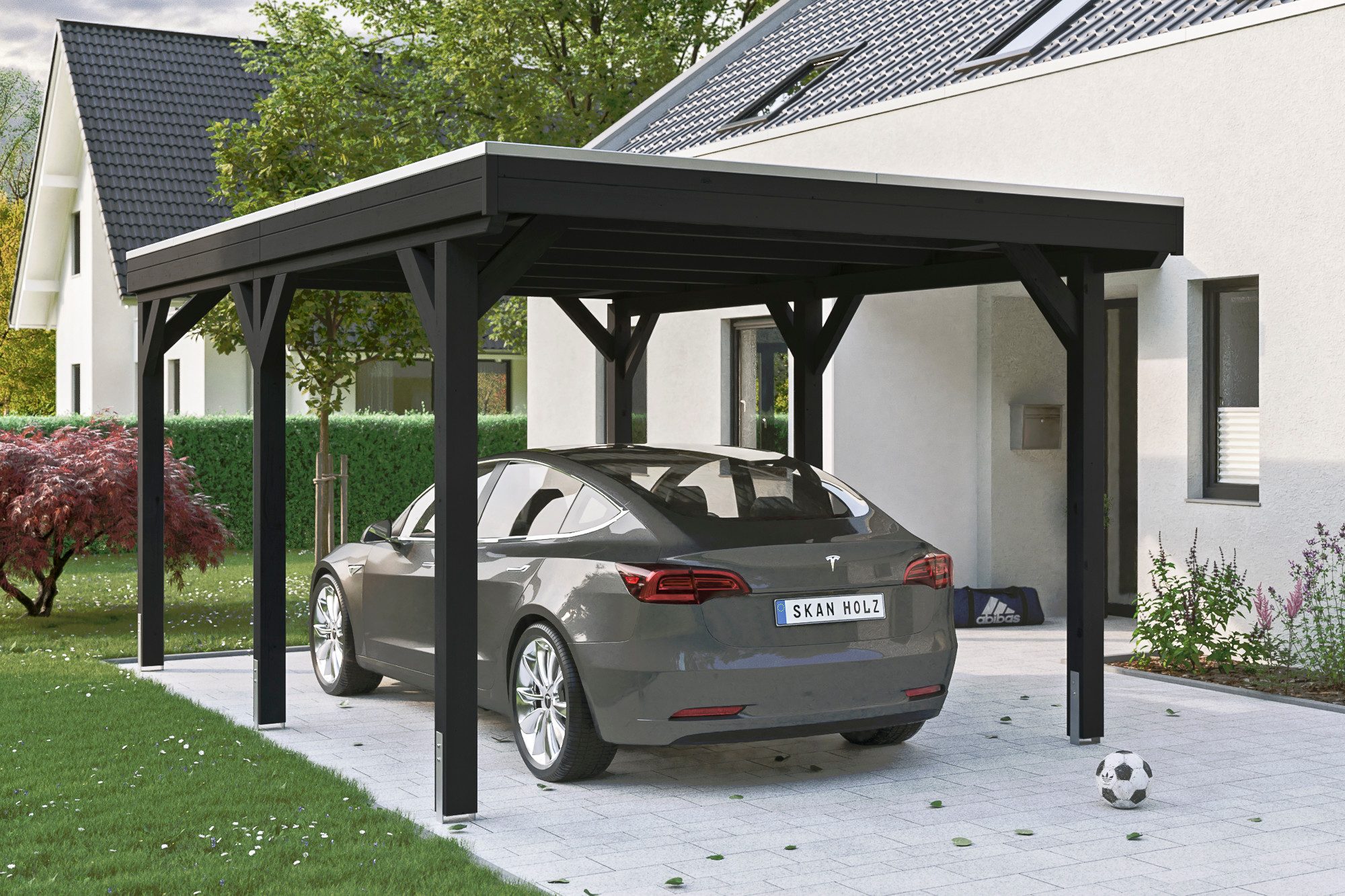 Skanholz Einzelcarport Grunewald, BxT: 321x554 cm, 243 cm Einfahrtshöhe