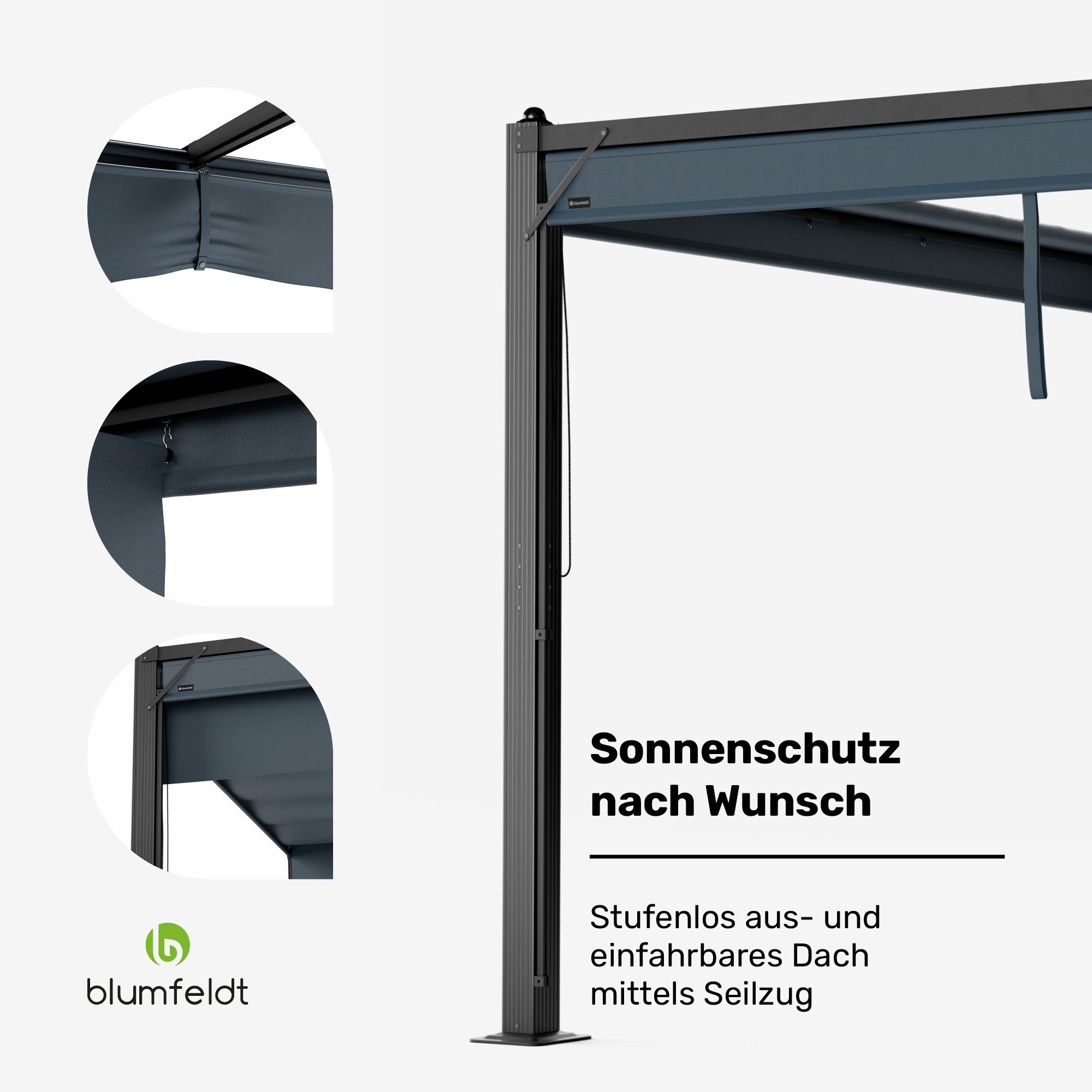 blumfeldt Pavillon Pantheon Cortina, (Set), Gartenpavillon Outdoor Garten mit 4 Seiten Aluminium 227x300x300 cm