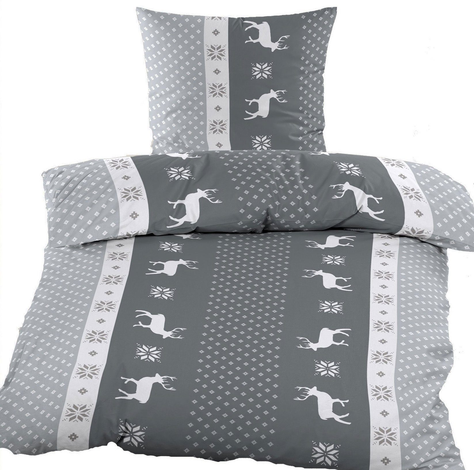 KH-Haushaltshandel Bettwäsche Biber Winter Bettwäsche 135 x 200 + 80x80cm, günstig online kaufen