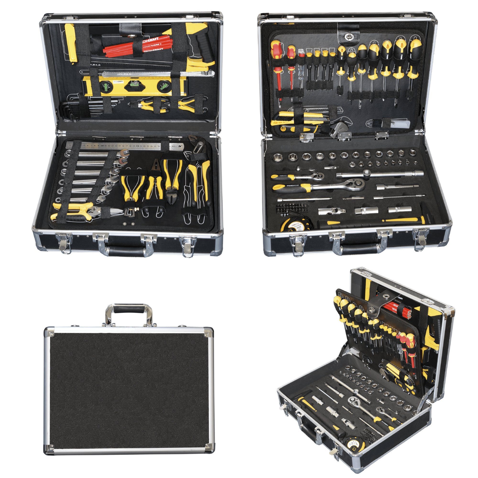 Werkzeugkoffer TECH-CRAFT Tool-Set Werkzeugkoffer Aluminiumkoffer robustes im (130 Teile),