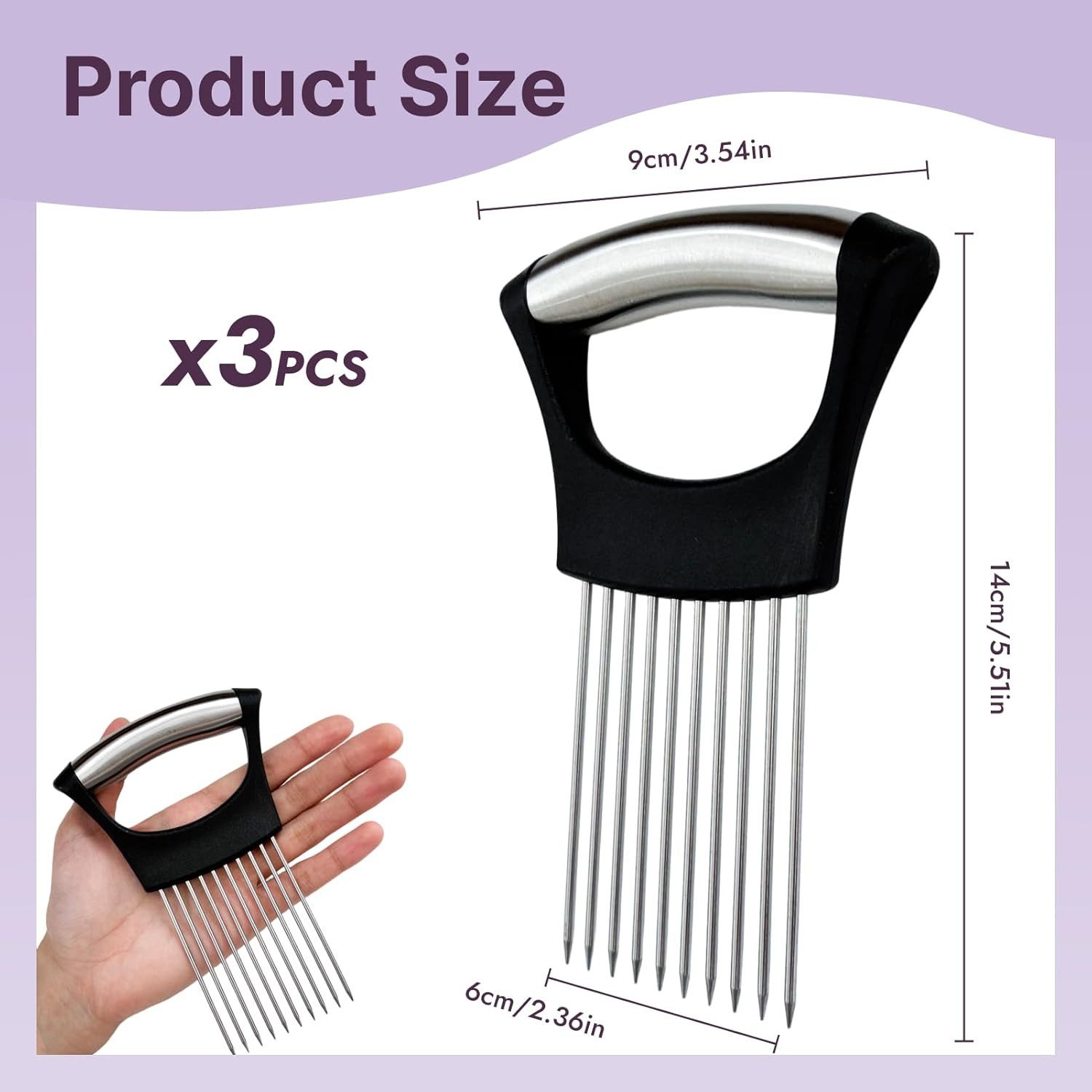 Gemüseschneider 3er Set Zwiebel Halter Edelstahl Zwiebelschneider