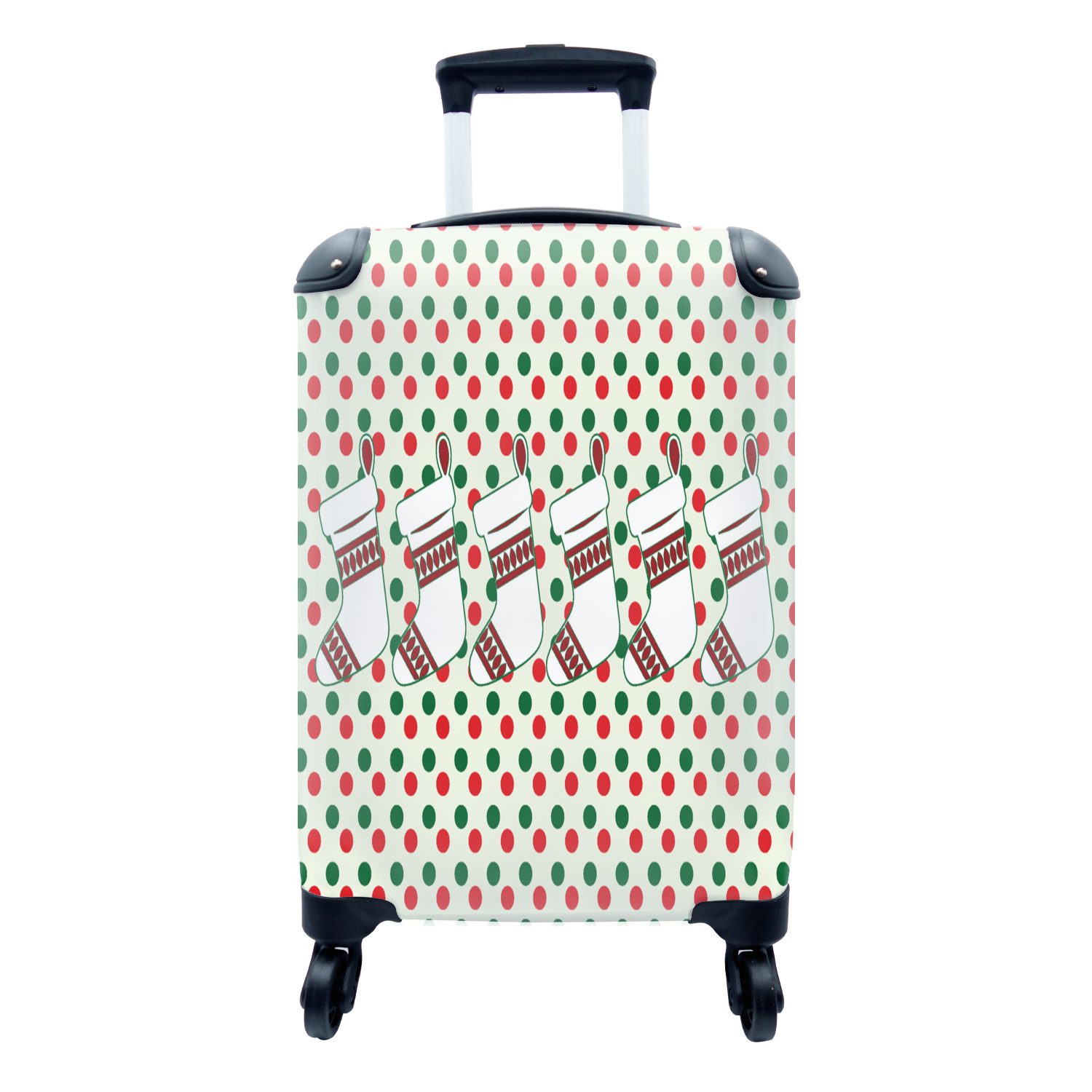 MuchoWow Handgepäckkoffer Weihnachten - Muster - Vintage, 4 Rollen, Reisetasche mit rollen, Handgepäck für Ferien, Trolley, Reisekoffer