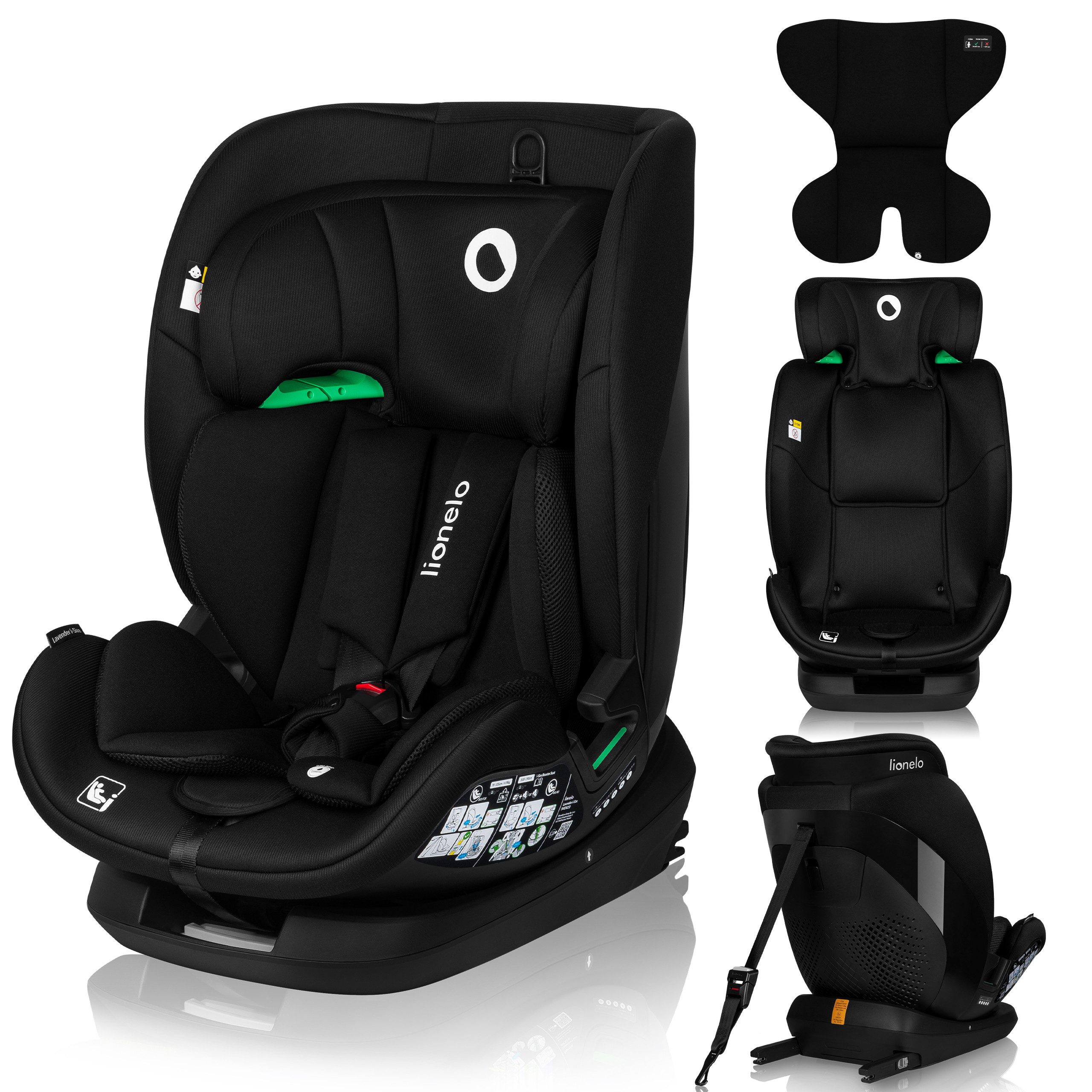 lionelo Autokindersitz LAVENDER I-SIZE, ab: ab 1 Jahr, bis: bis 12 Jahren, ab: 76,00 cm, bis: 150,00 cm, (Set), i-Size/9-36kg/ISOFIX/Breiter Einstellbereich
