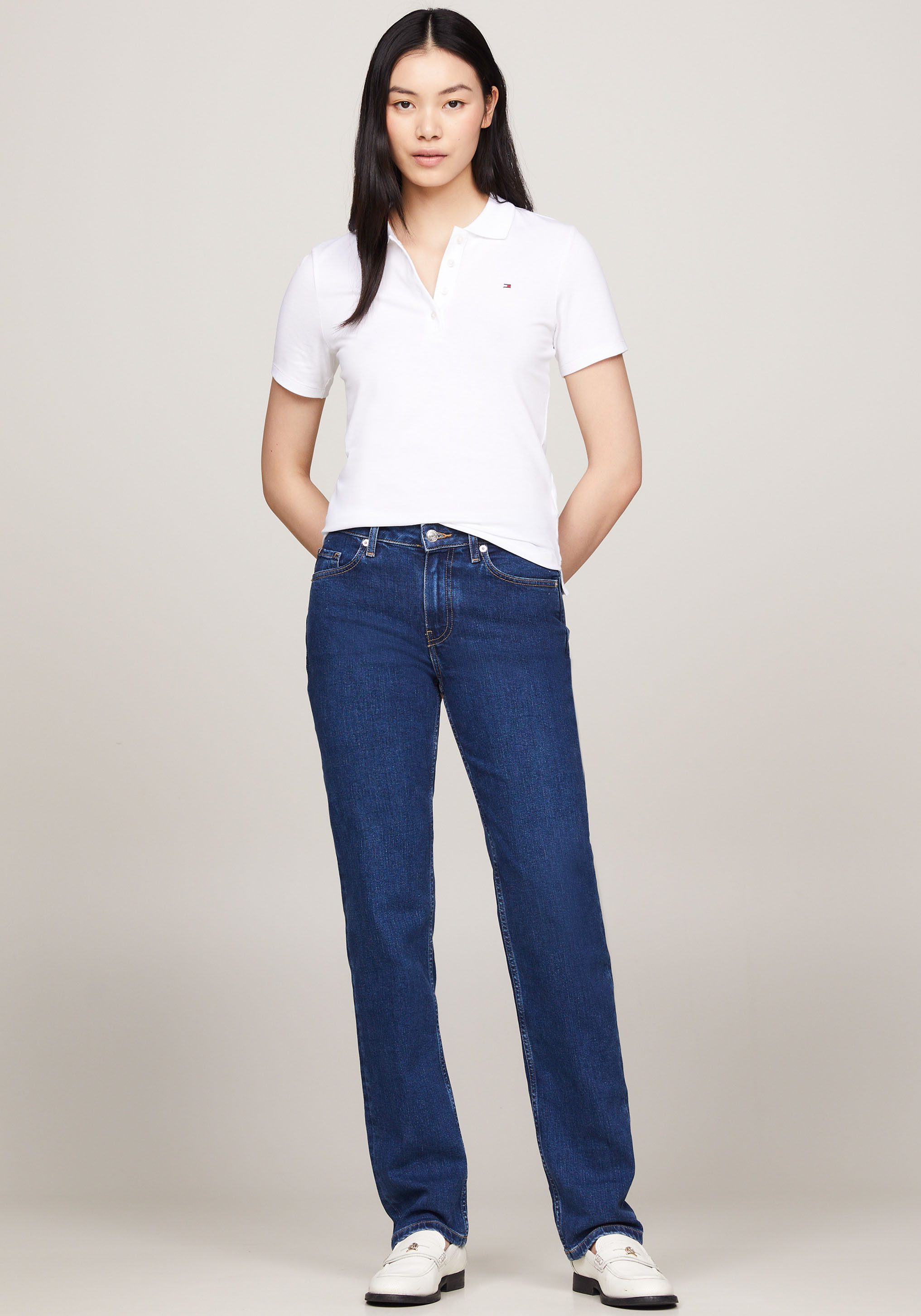 Tommy Hilfiger Poloshirt 1985 SLIM PIQUE POLO SHORT SLEEVE mit Tommy Hilfiger Logo-Flag