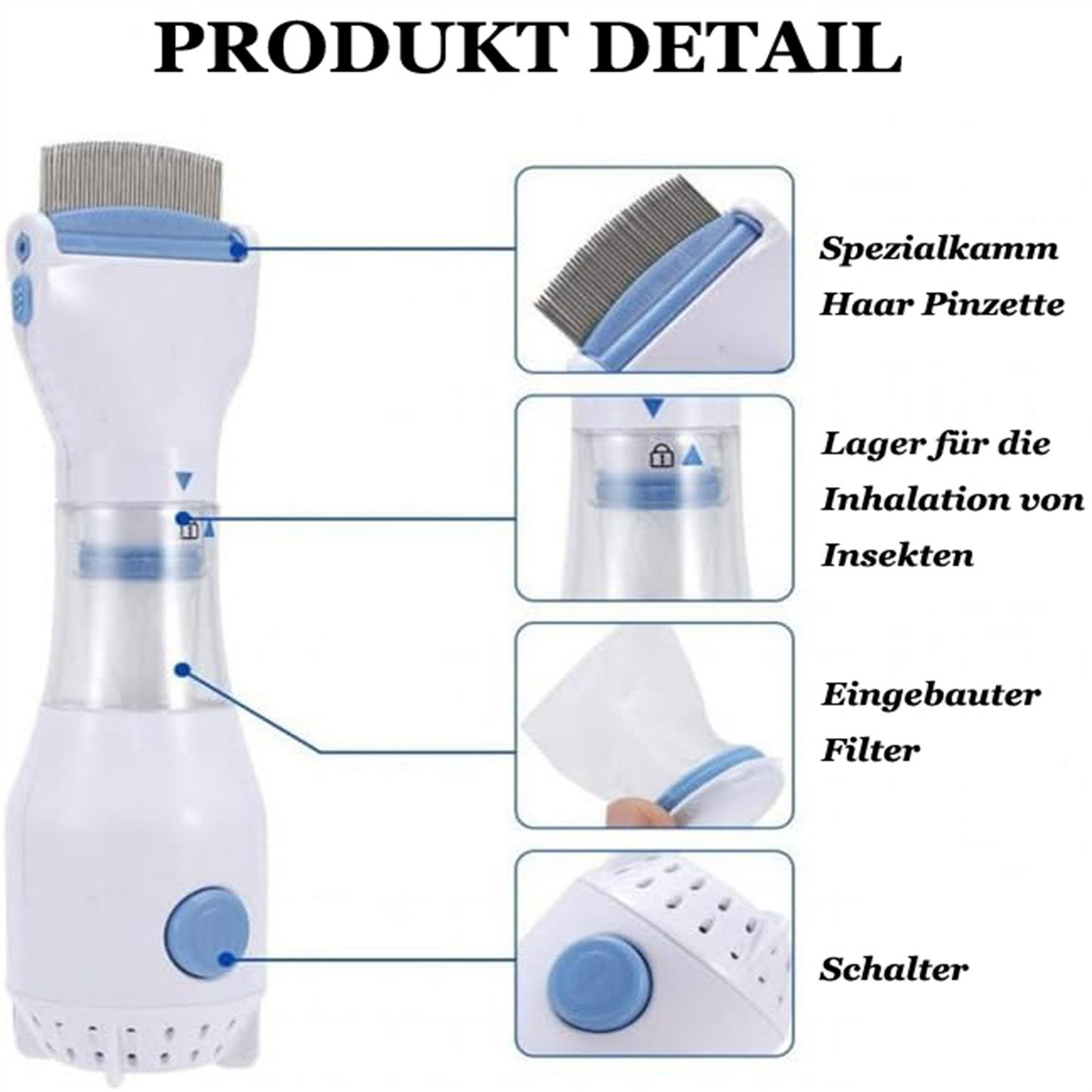 autolock Elektroläusekamm Elektrischer Läuse-Vakuumkamm, elektrischer Kamm Läuse