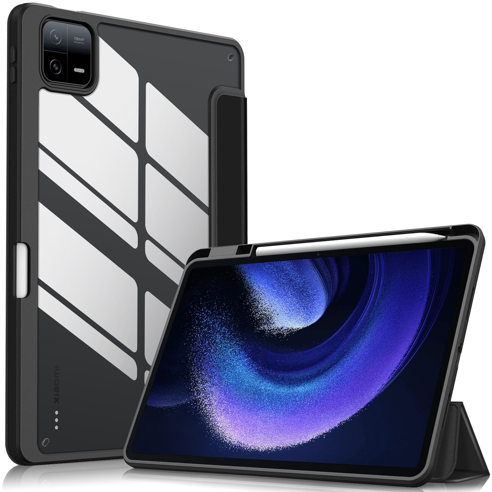 Fintie Tablet-Hülle Hybrid Hülle für Xiaomi Pad 6 / Xiaomi Pad 6 Pro 11 Zoll 2023, Stoßfeste Abdeckung mit Transparent Hartschalen Rückseite, Stifthalter