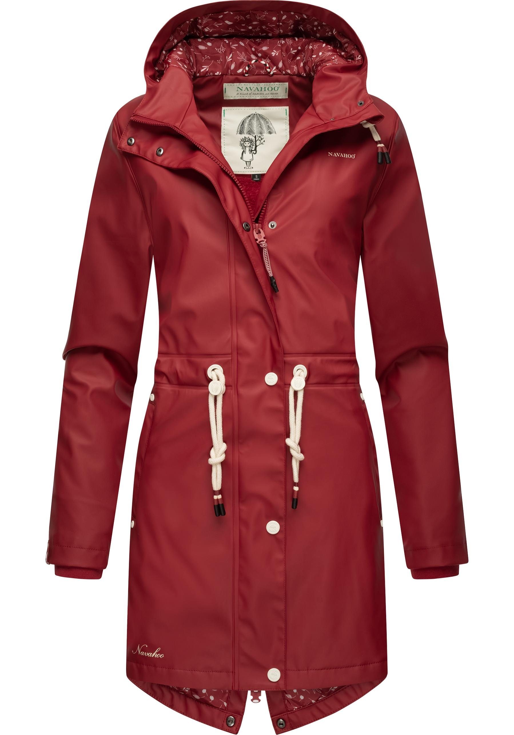 Outdoor Regenmantel Regenjacke of Damen blutrot modischer Flower Ocean Navahoo