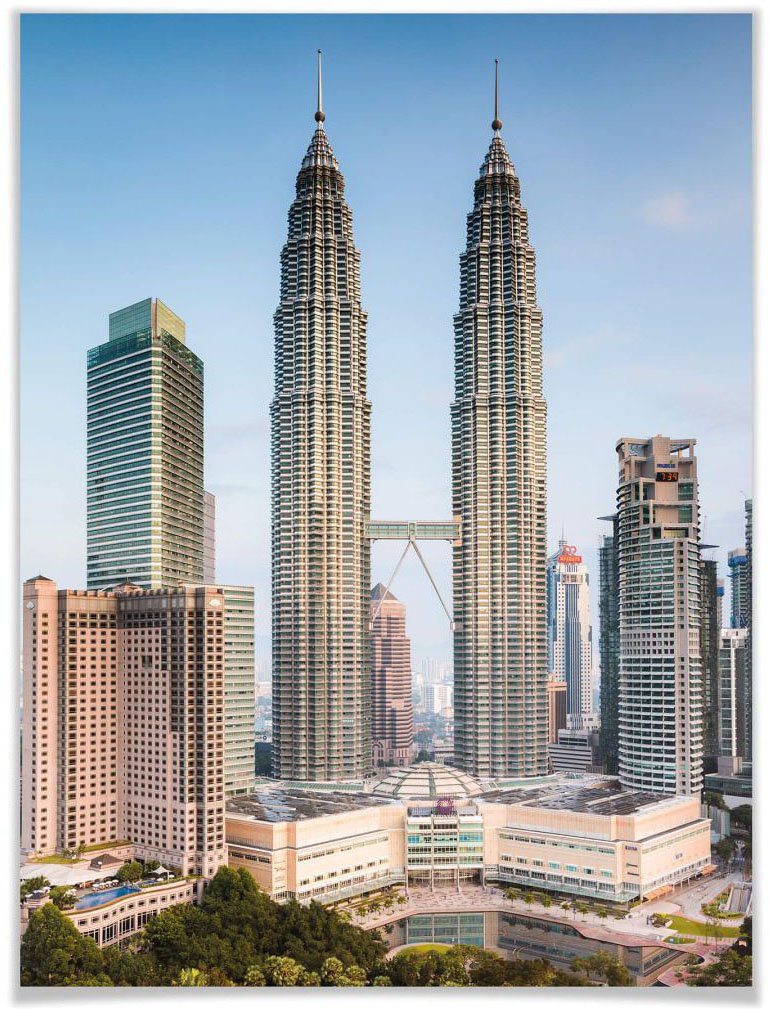 Petronas Poster Wandposter Bild, Wandbild, Lumpur, Gebäude Towers Wall-Art Kuala (1 St), Poster,