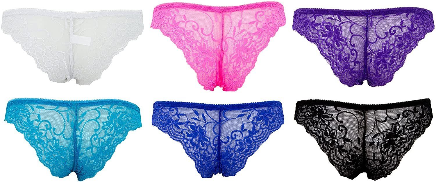 Hipster Damen Knickers French Hotpants Spitze 86830 Teen Hipster AvaMia Knickers Pack Hotpants (6er 6er Teen Pack Damen Pantys Slip Set) Pantys Slips Uni Slips 6er mit French Uni Spitze 86830 mit