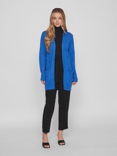 Vila Strickjacke VIRIL OPEN Lapis Detail:DARK CARDIGAN NOOS MELANGE - L/S KNIT Blue