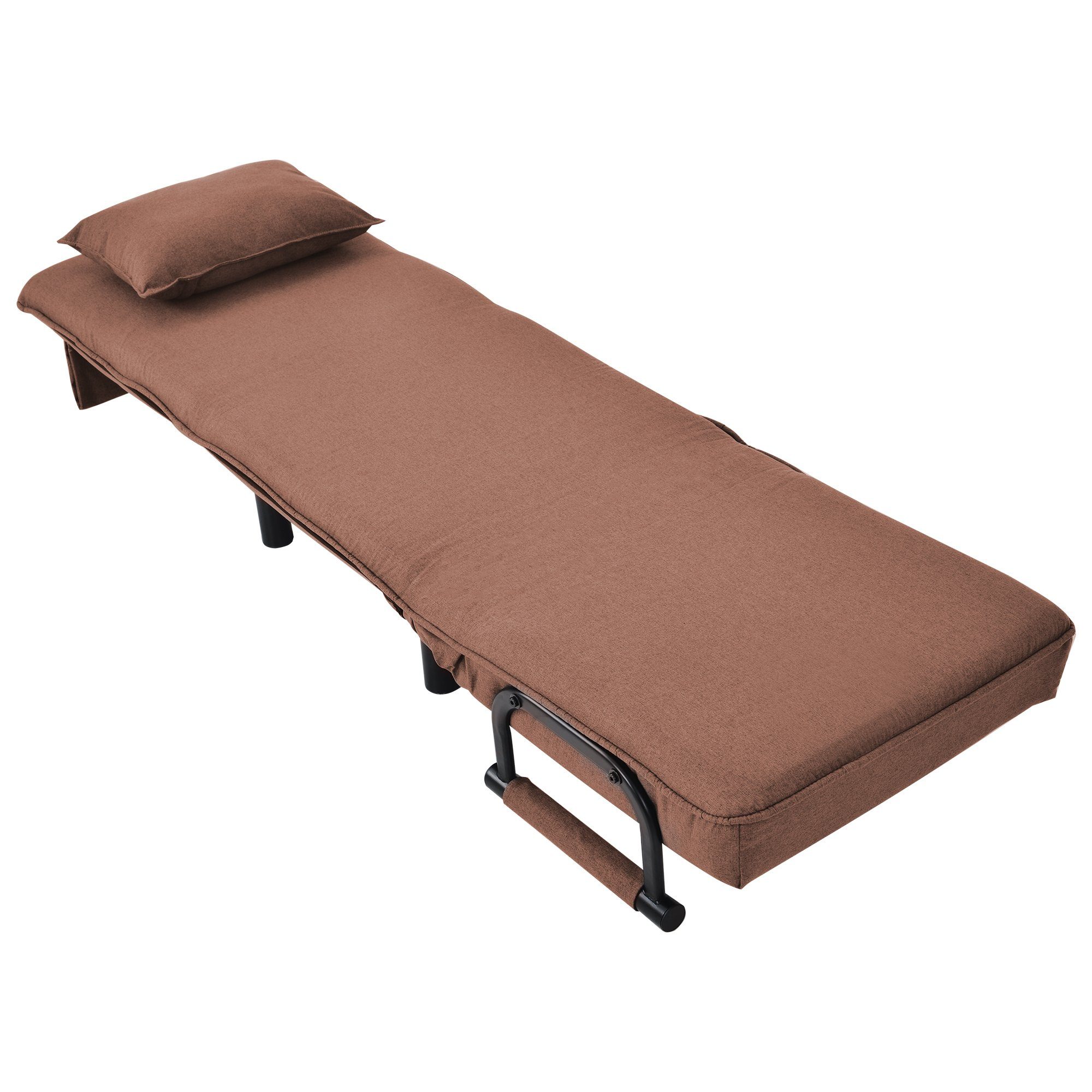 Daybett (Relaxsessel Sessel mit Schlaffunktion und Liegefunktion), Schlafsessel mit Armlehnen und Kissen, abnehmbarer Bezug aus Leinen