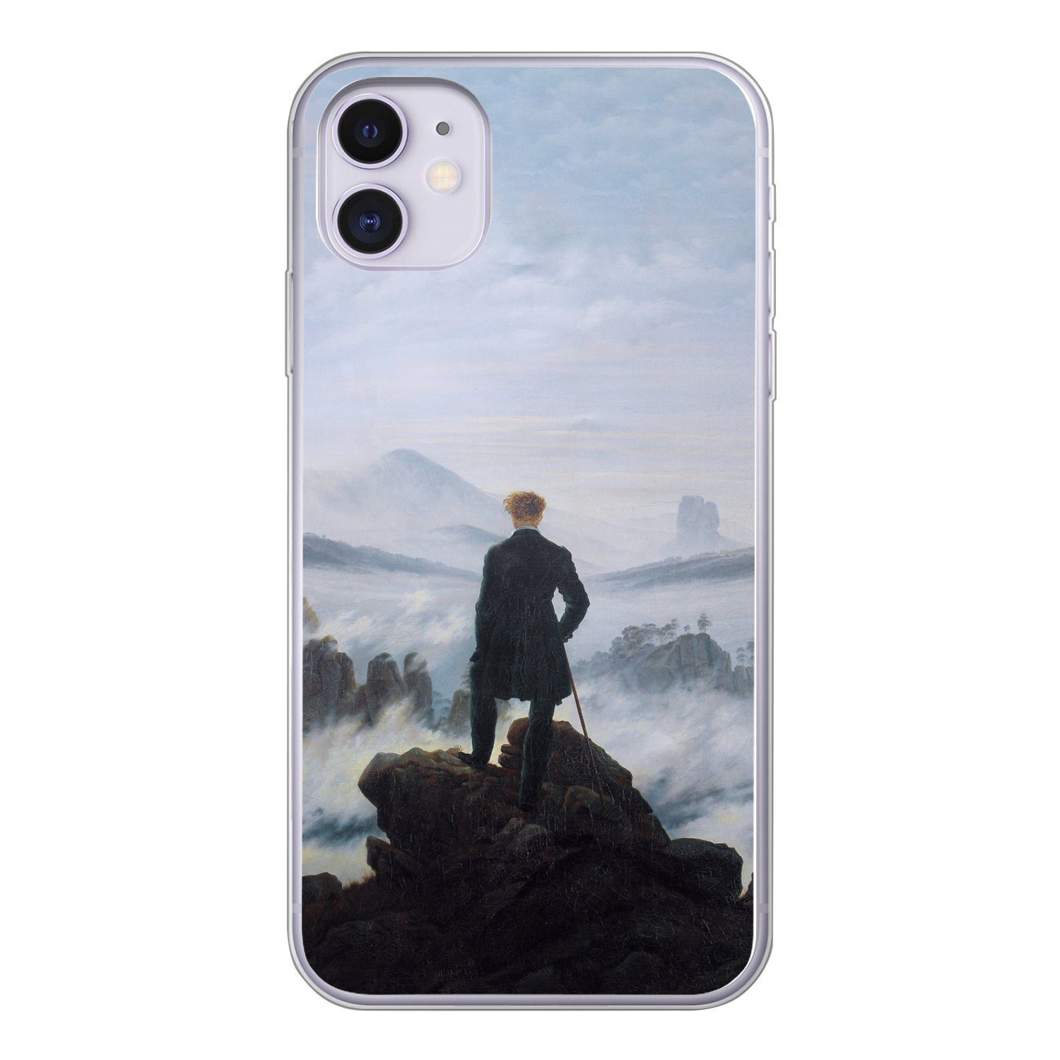 MuchoWow Handyhülle für Apple iPhone 11 Der Wanderer über dem Nebelmeer - Caspar David Fri, Smartphone-Bumper, Print, Handy Schutzhülle Dünn
