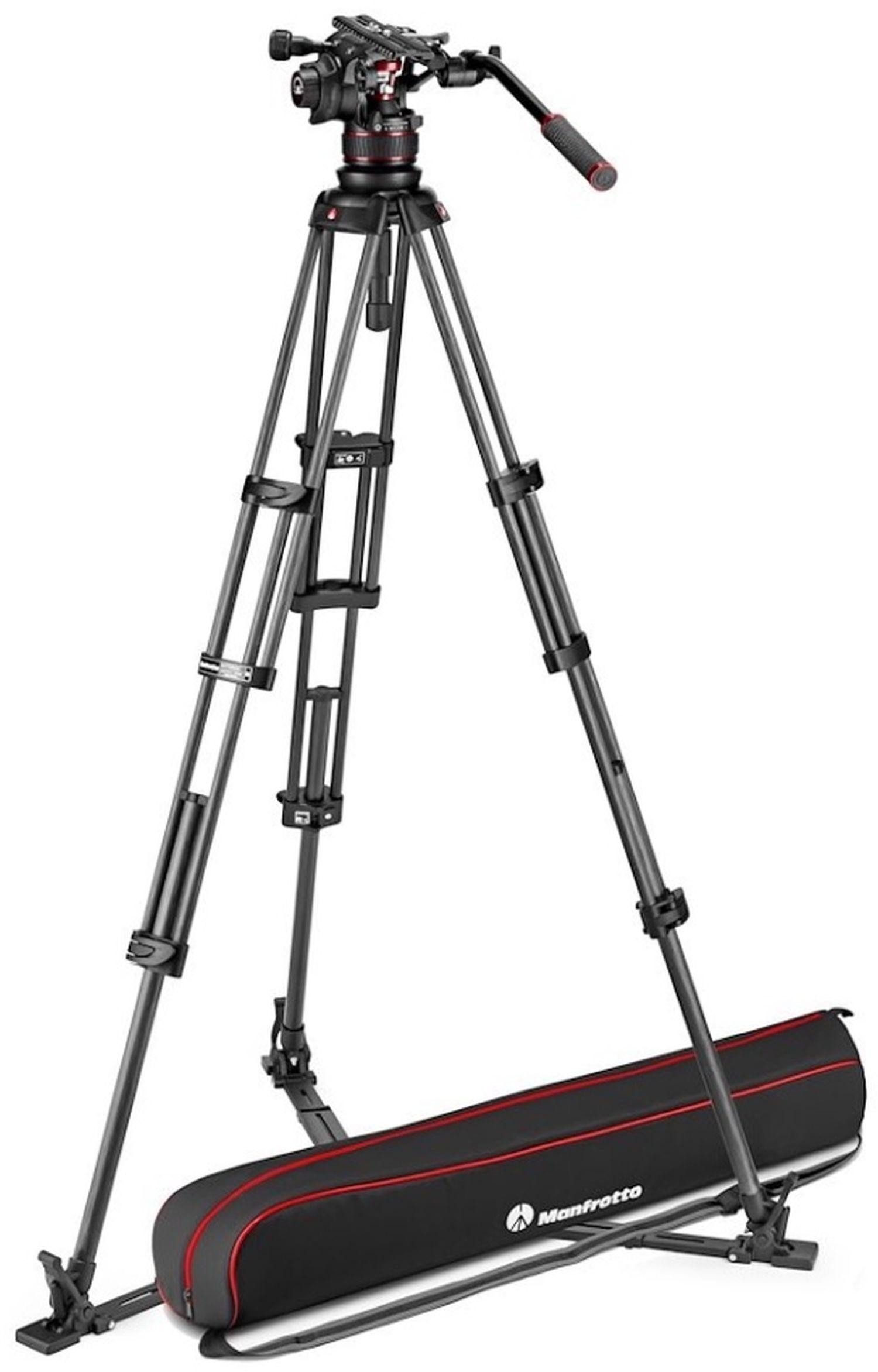 Manfrotto Nitrotech 612 Carbon Video-Stativ mit Bodenspinne Stativhalterung