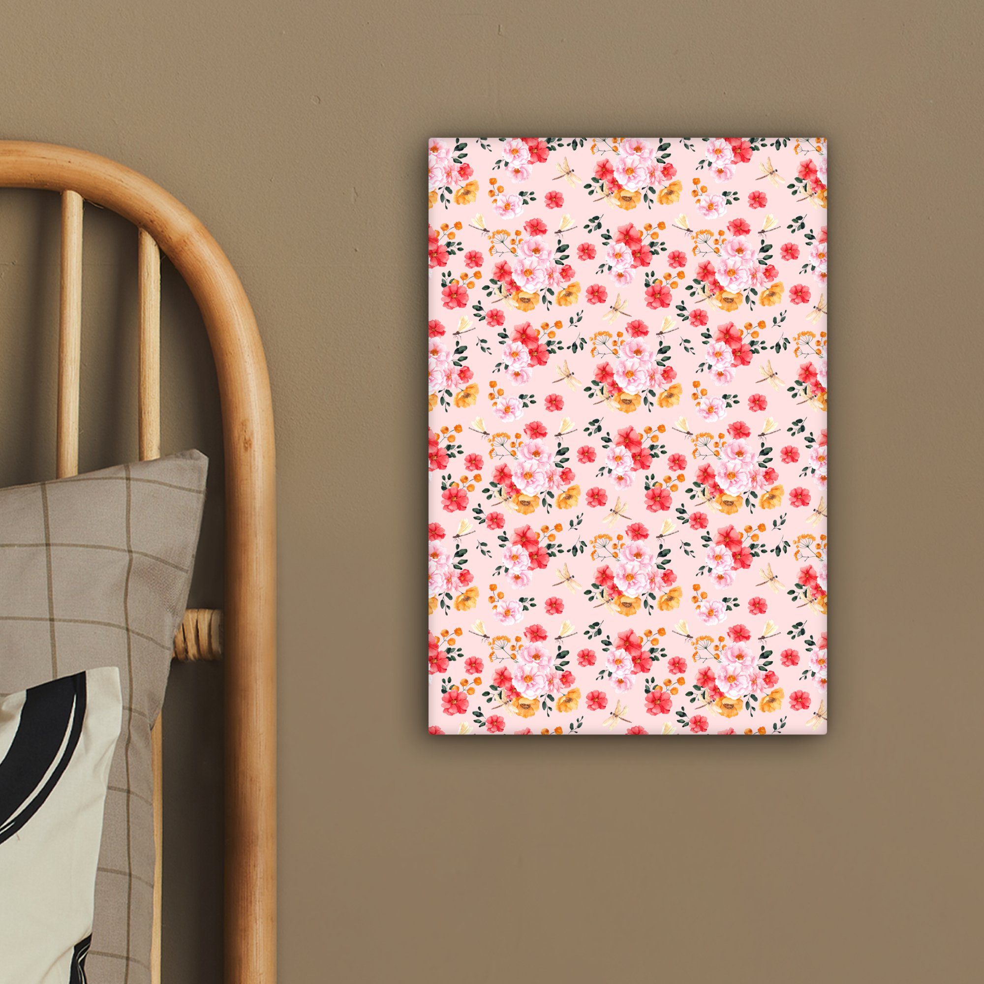 OneMillionCanvasses® Leinwandbild Blumen - Farben Zackenaufhänger, 20x30 Leinwandbild - inkl. St), fertig Collage, (1 cm bespannt Gemälde