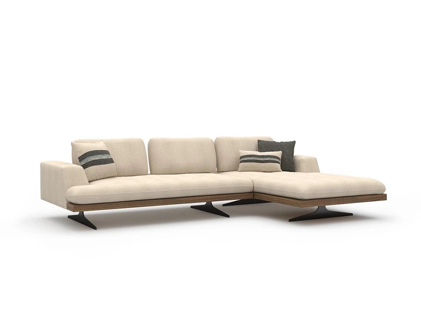 Ecksofa Weißes L-förmiges Sofa mit hochwertiger Polsterung und Edelstahlfüßen