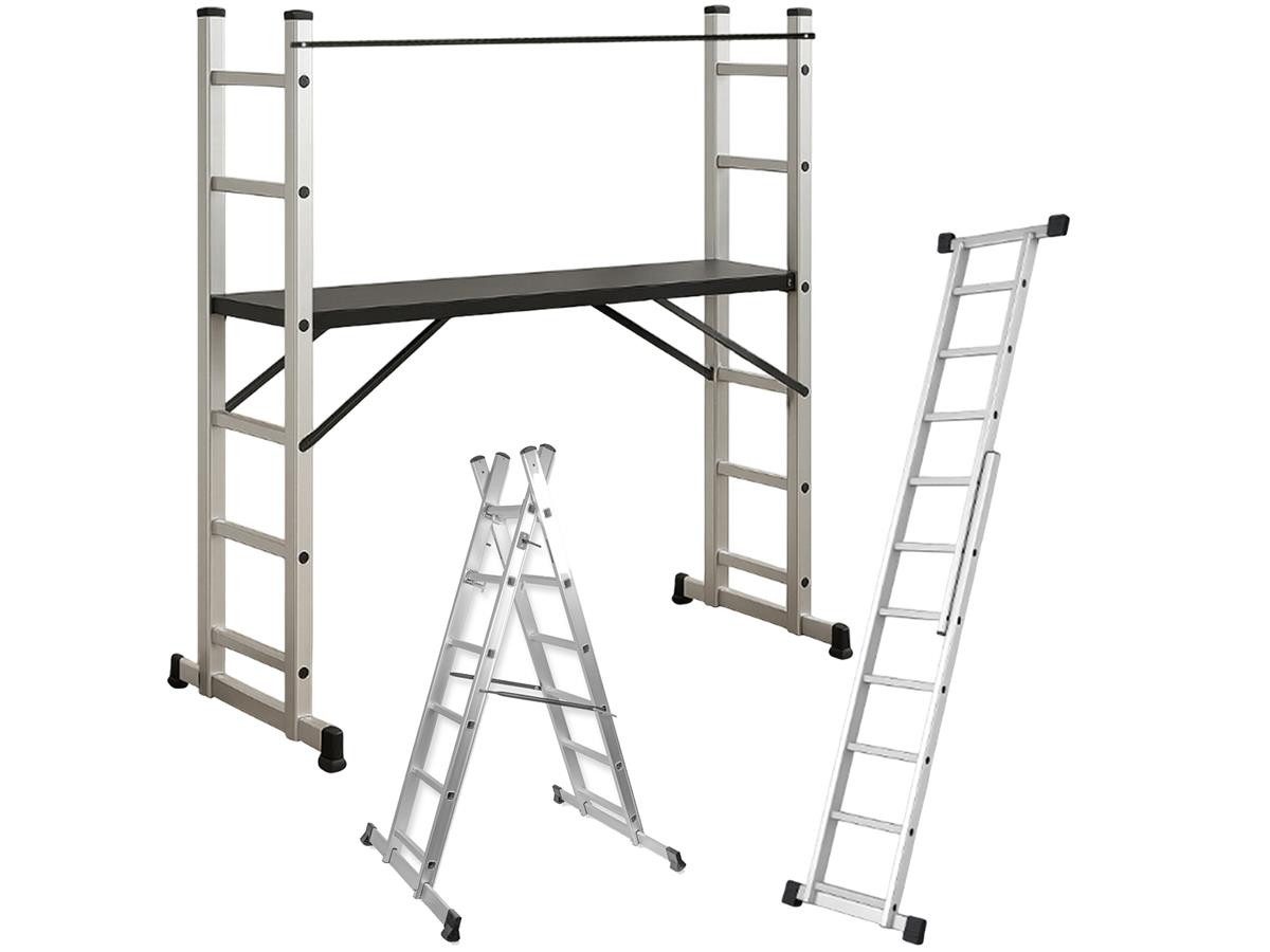WALTER Vielzweckleiter Leitergerüst, Leitergerüst 3in1 und Stehplattform