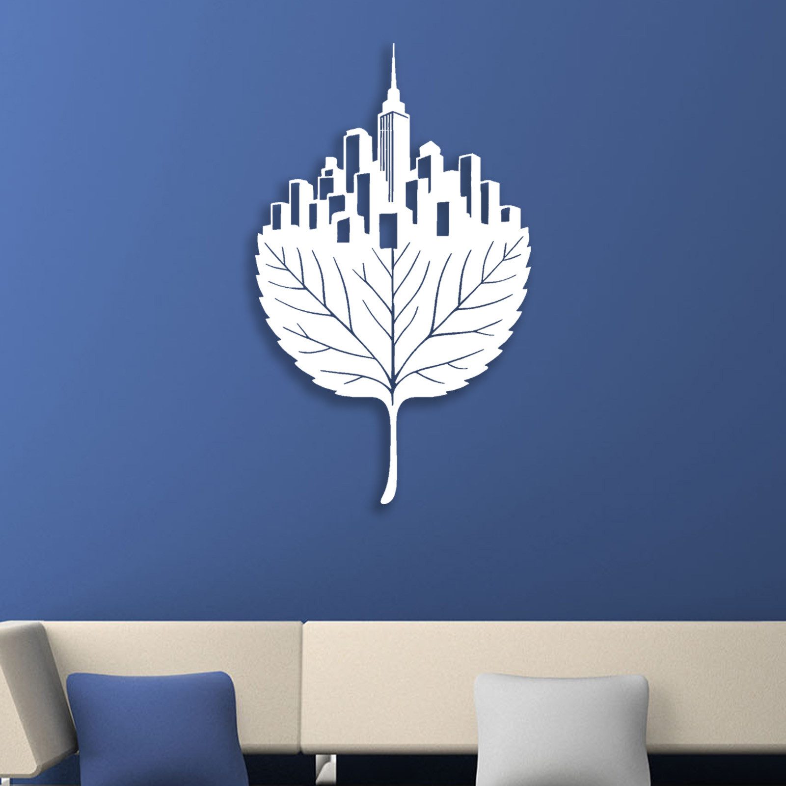 Jumpeak Wanddekoobjekt wanddekoration metall,Blatt,Stadt Silhouette,Abstrakte Kunst, Architektonische Eisendekoration,Wanddekorationen,4 Farben, 3 Größen