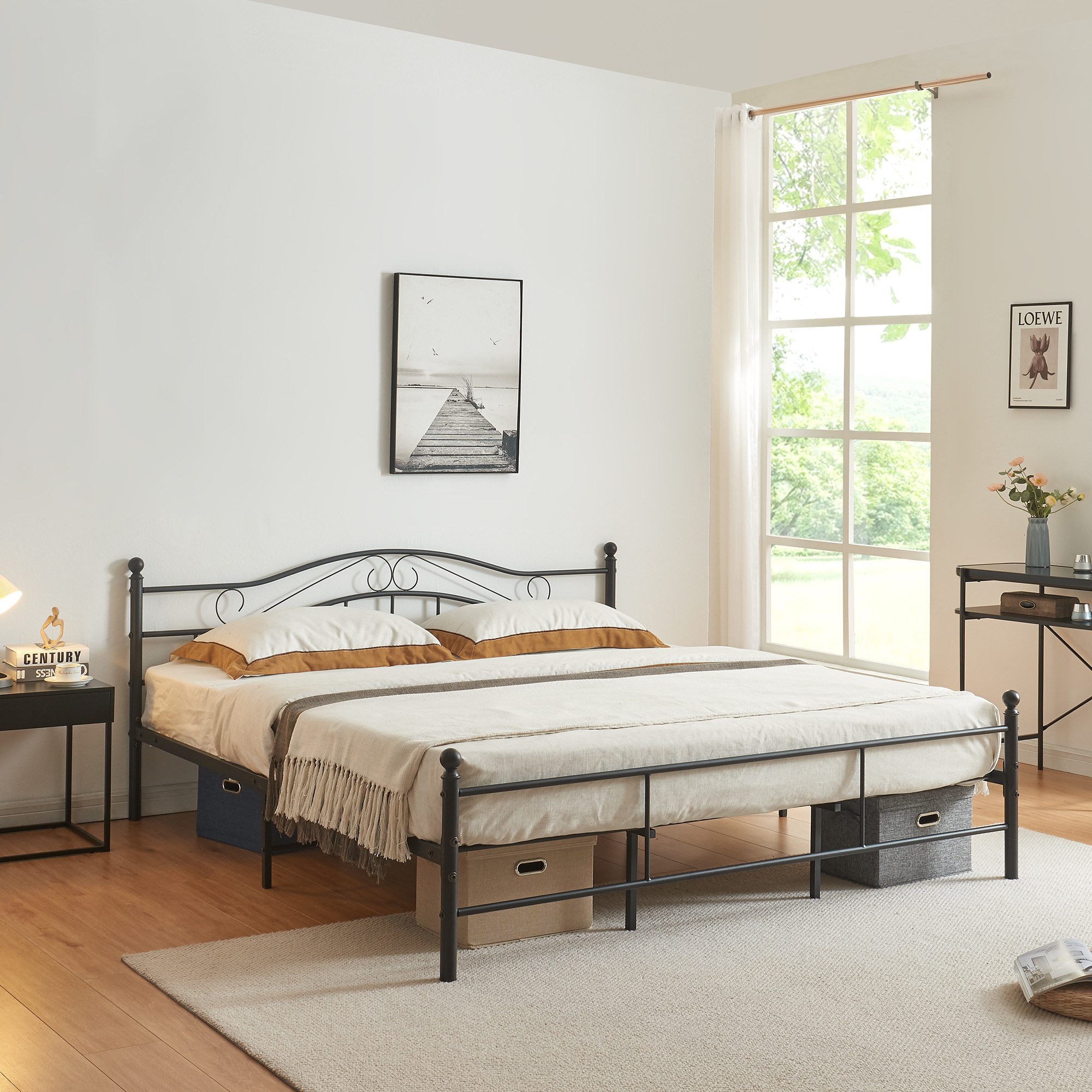 en.casa Metallbett, »Florenz« 180x200cm Schwarz + günstig online kaufen