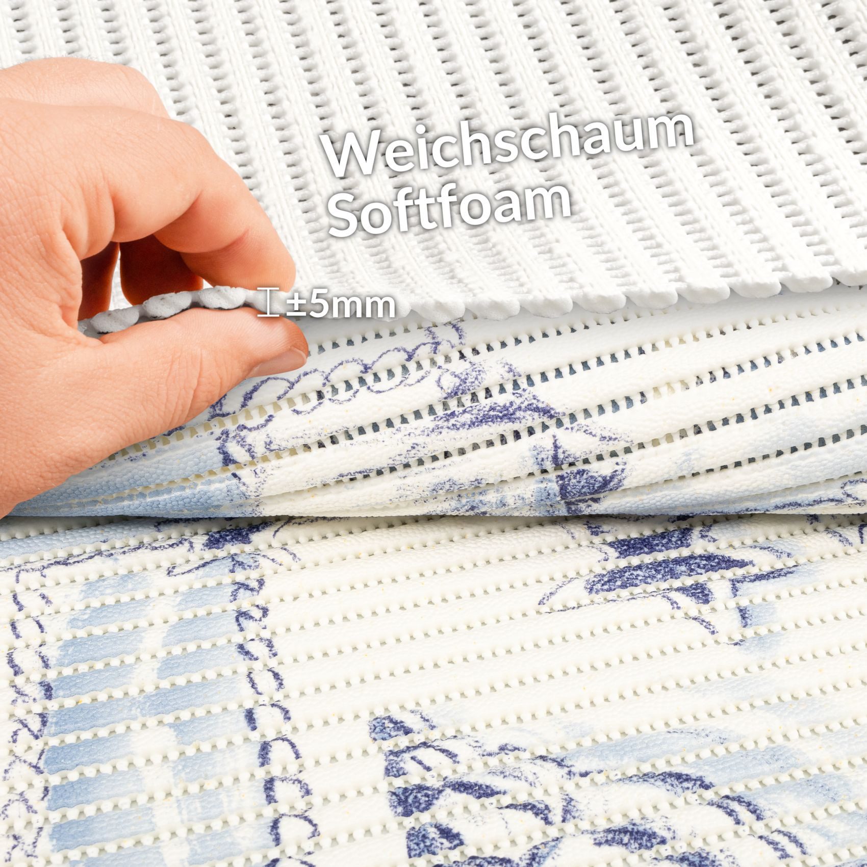 ANRO Schaum-Badematte Antirutschmatte Weichschaummatte Badezimmer Premium, Höhe 5 mm, wasserdurchlässig, pflegeleicht, Rillen, rutschhemmend, Drainage Effekt, s – Bild 5 von 5