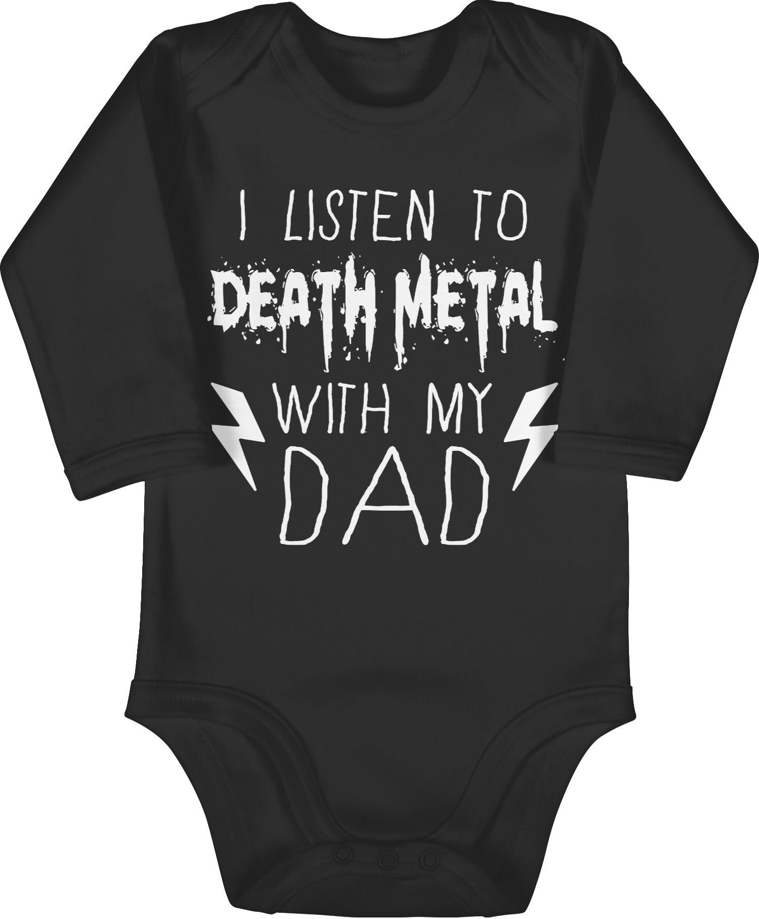 Shirtracer Shirtbody I listen to Death Metal with my dad weiß Sprüche Baby 1 Schwarz