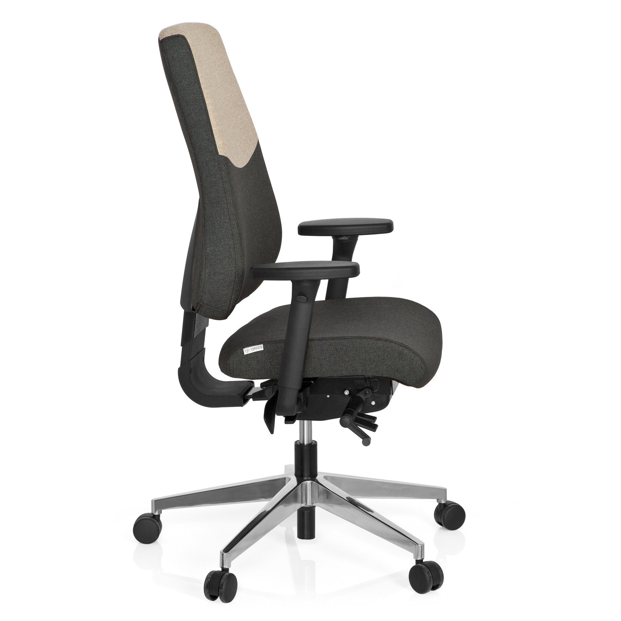 ergonomisch Schreibtischstuhl Dunkelgrau/Beige Drehstuhl (1 Stoff St), Armlehnen hjh OFFICE mit 600 PRO-TEC Profi Bürostuhl