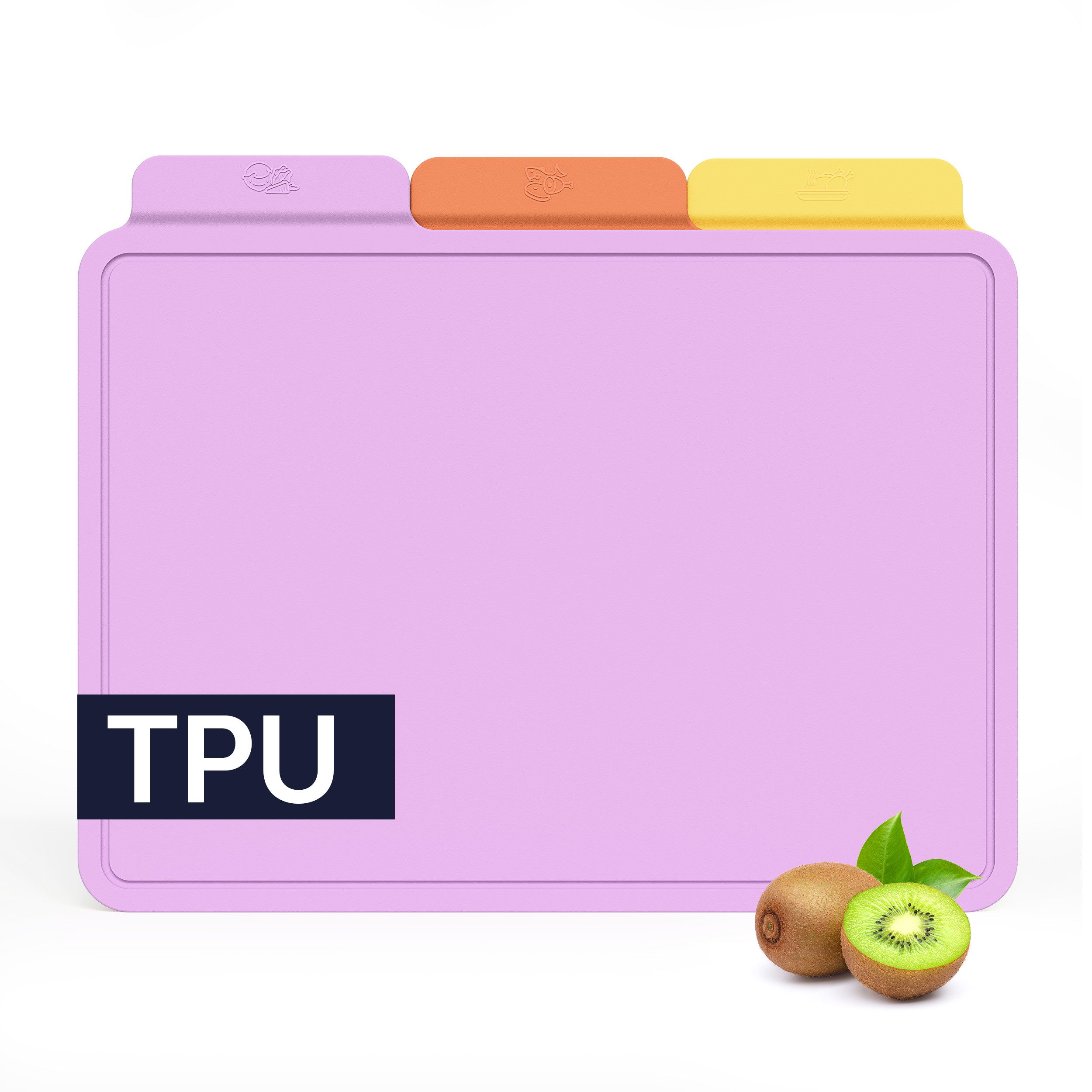 CIARRA Schneidebrett VMSET3, TPU, (Set, 3 Schneidebretter), mit Saftrille, Mehrfarbig, BPA-frei Biegsam Leicht Küchenschneidebrett