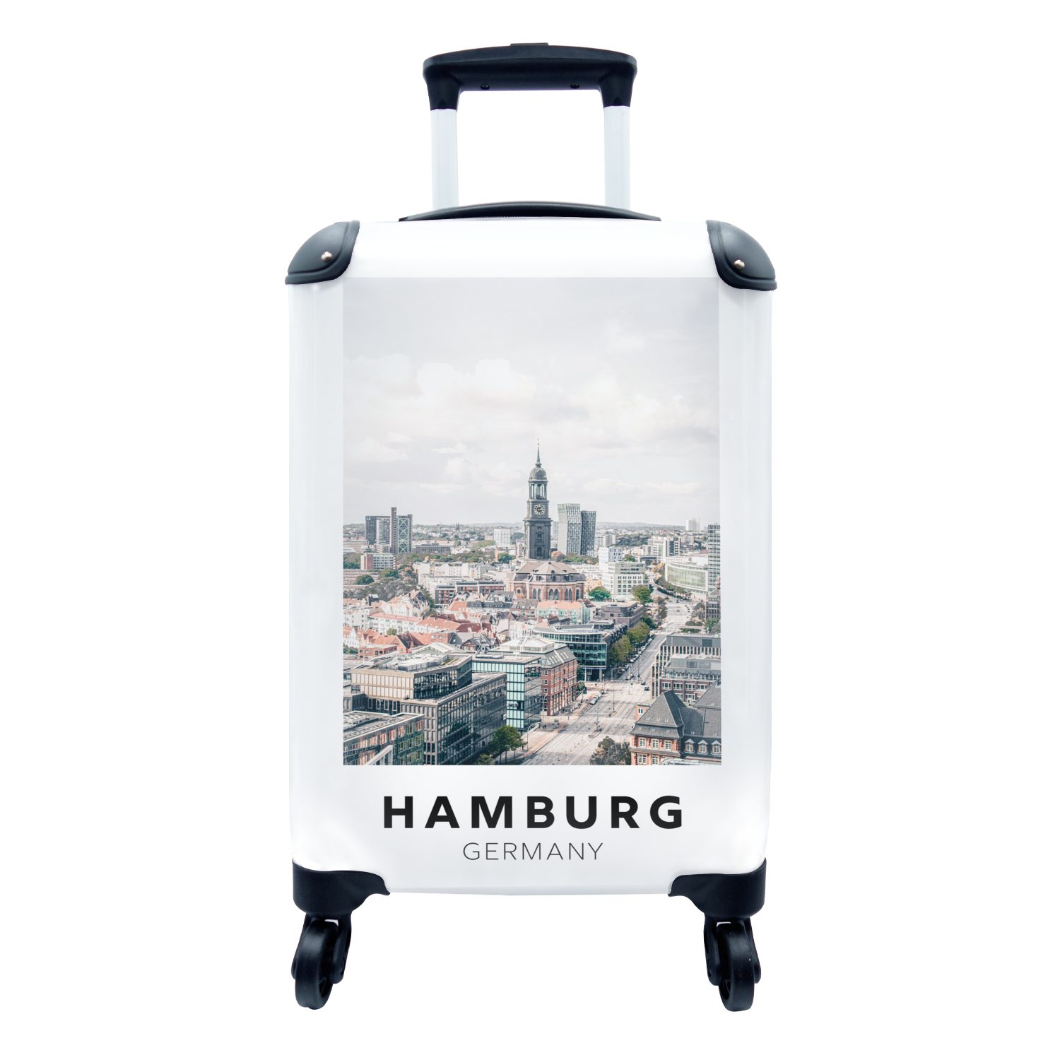 MuchoWow Handgepäckkoffer Hamburg - Deutschland - Turm, 4 Rollen, Reisetasche mit rollen, Handgepäck für Ferien, Trolley, Reisekoffer